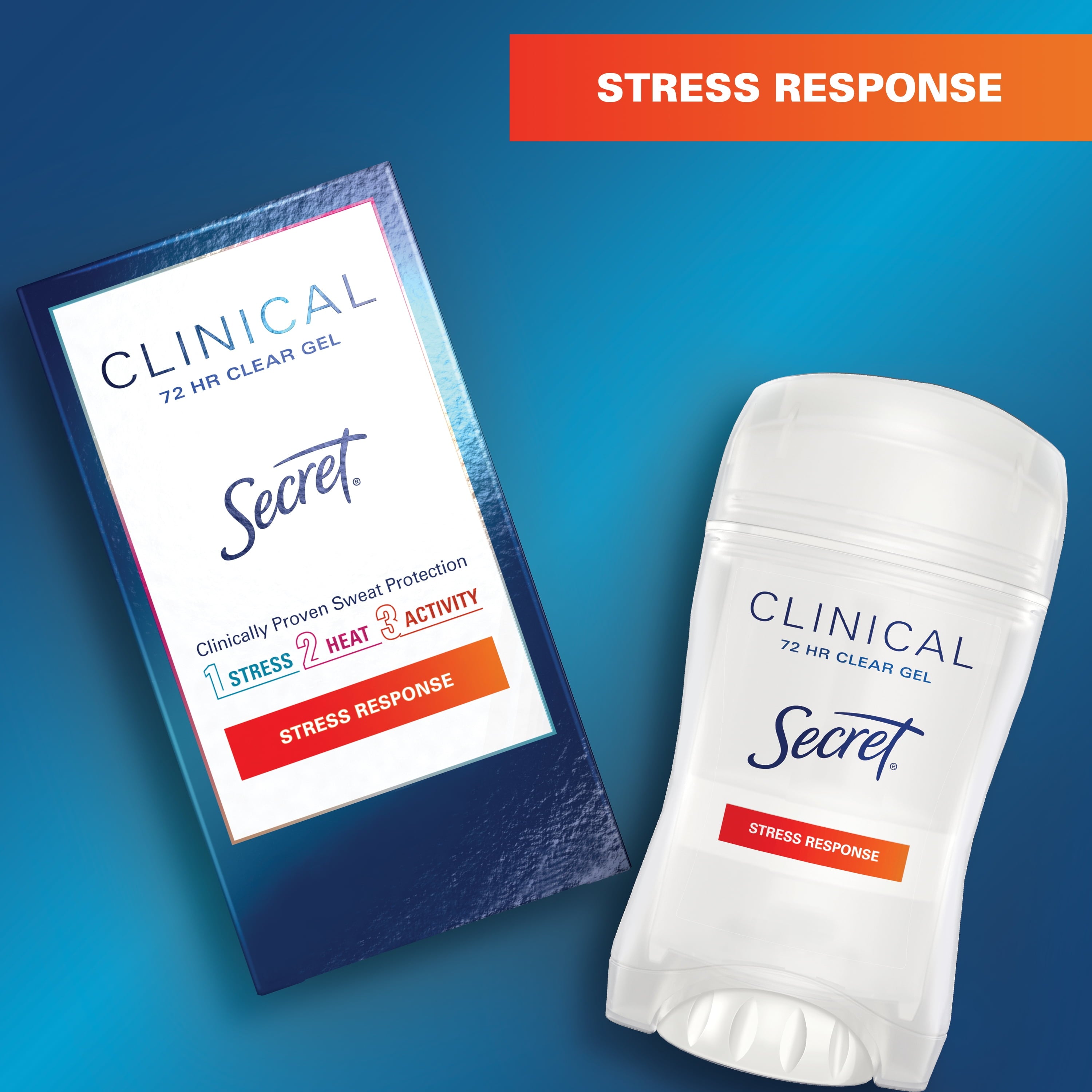 Clinical Antiperspirant and Deodorant for Women Clear Gel, Stress Response, 1.6 oz