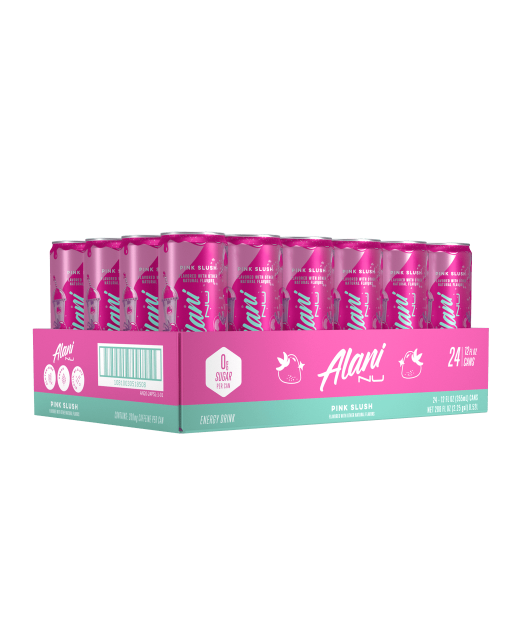 Sugar Free Energy Drink, Pink Slush, 12 fl oz, 24 Pack, Cans, 200mg Caffeine