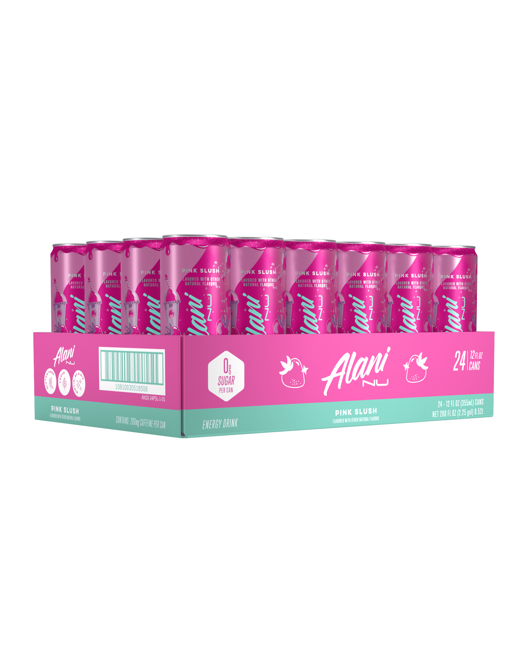 Sugar Free Energy Drink, Pink Slush, 12 fl oz, 24 Pack, Cans, 200mg Caffeine