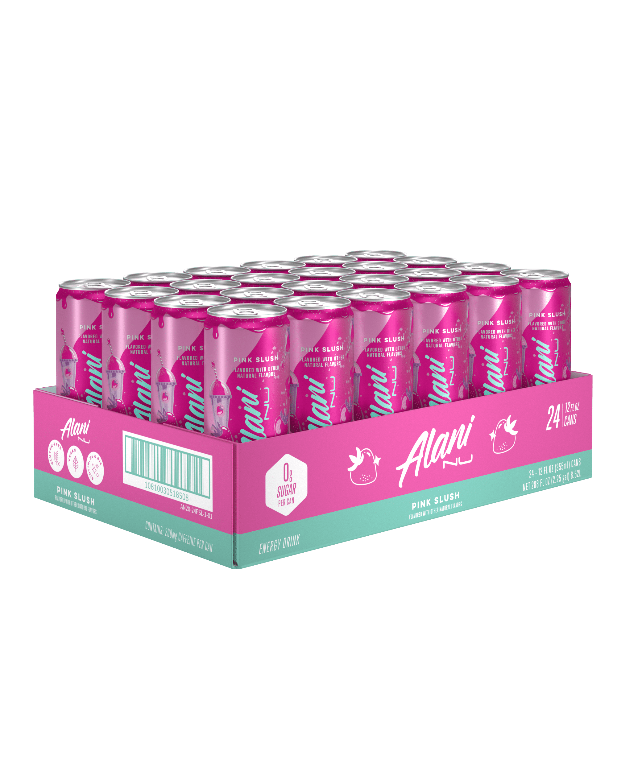 Sugar Free Energy Drink, Pink Slush, 12 fl oz, 24 Pack, Cans, 200mg Caffeine