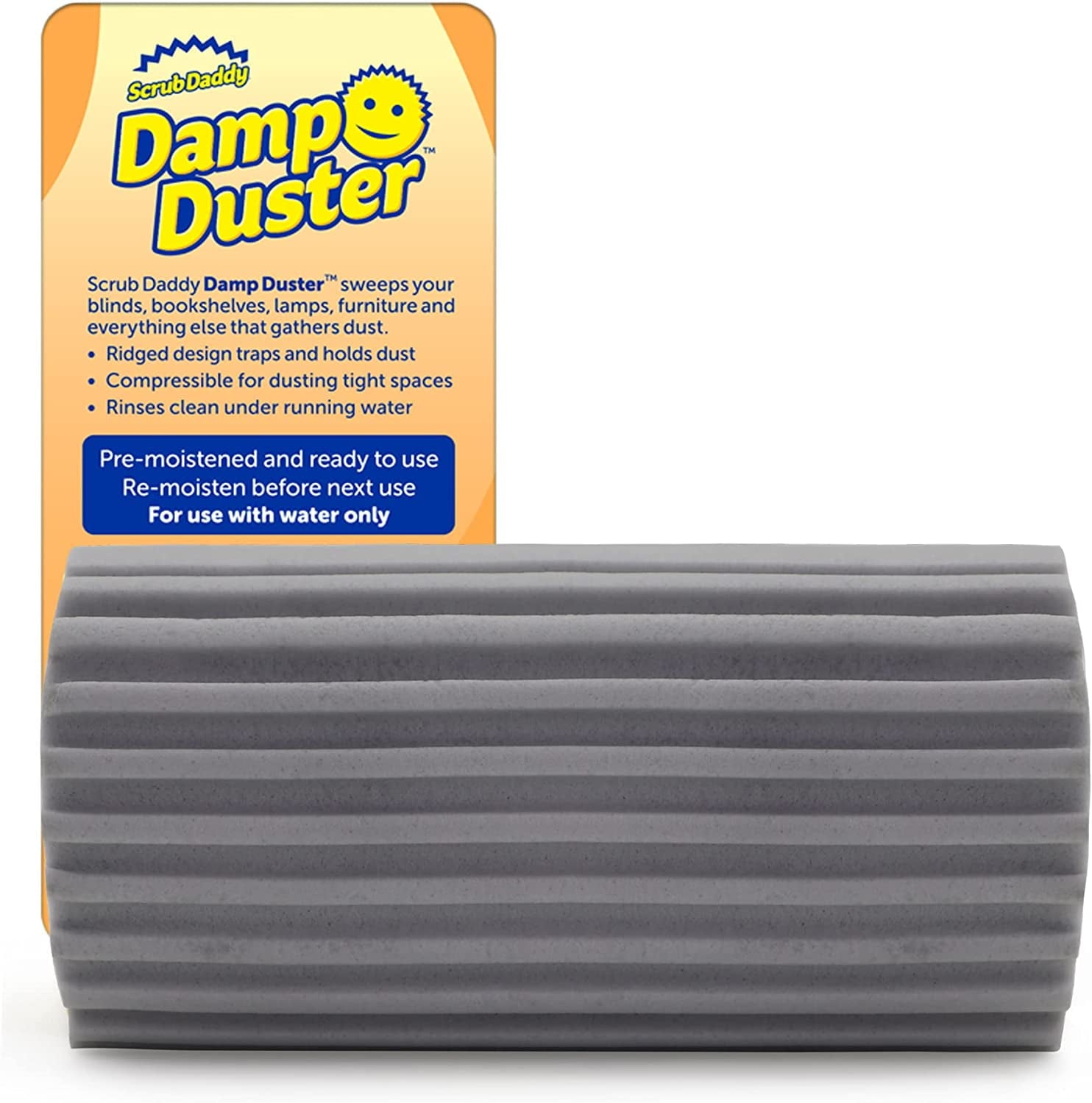 Damp Duster, Magical Dust Cleaning Sponge, Duster for Cleaning Venetian &amp; Wooden Blinds, Vents, Radiators, Skirting Boards, Mirrors and Cobwebs, Traps Dust, Grey