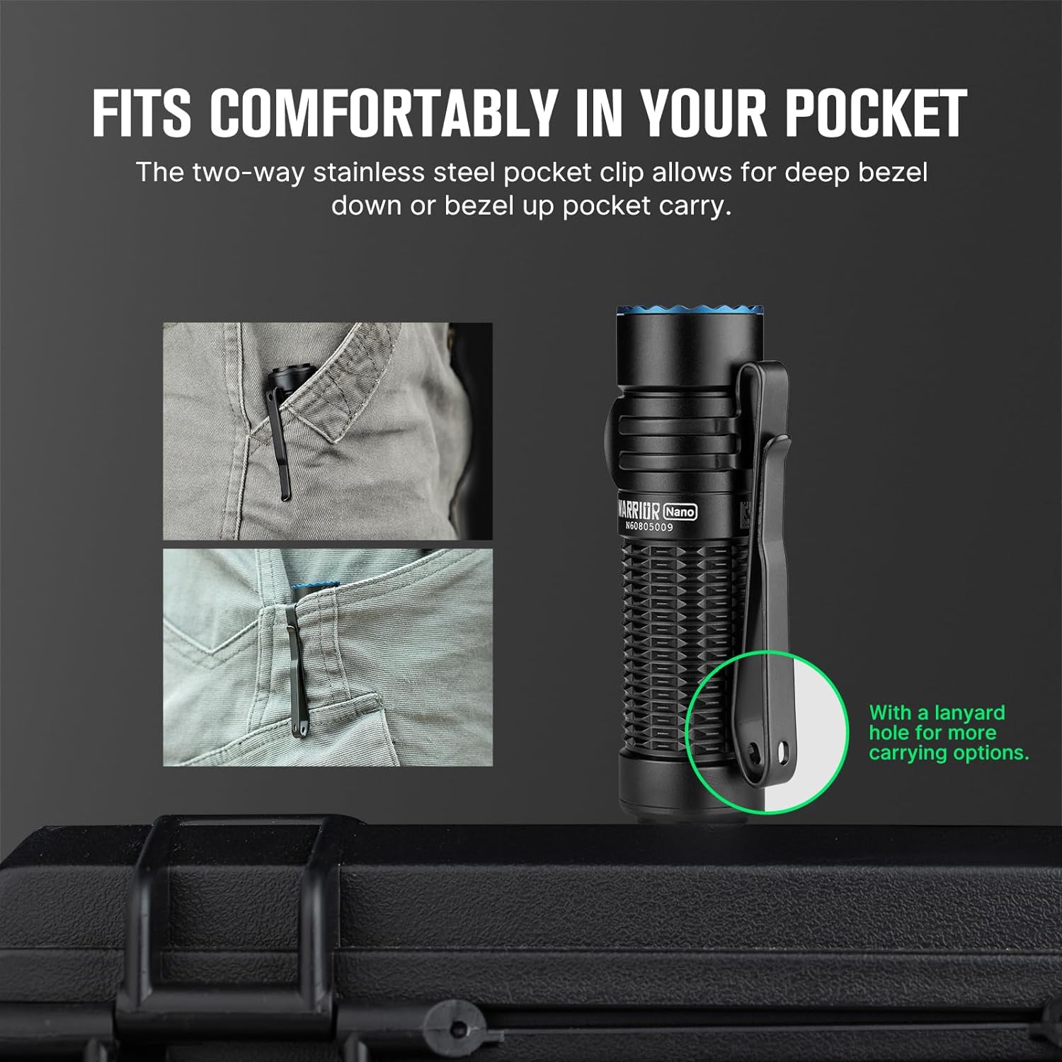 Warrior Nano Tactical Flashlight, 1200 Lumens Rechargeable LED Light with MCC Charger, Dual Switches EDC Light for Emergency, Outdoors and Camping (Black)