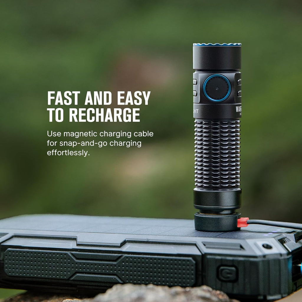 Warrior Nano Tactical Flashlight, 1200 Lumens Rechargeable LED Light with MCC Charger, Dual Switches EDC Light for Emergency, Outdoors and Camping (Black)