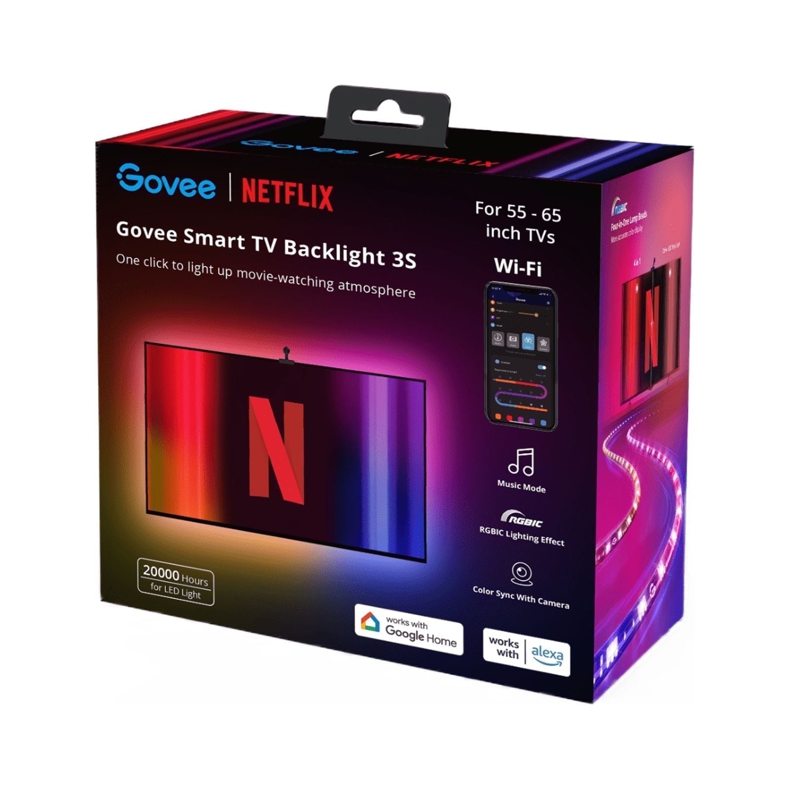 Netflix DreamView T3S Smart TV Backlight (11.8ft) for 55-65 inch TVs, Voice Control, Smart Camera