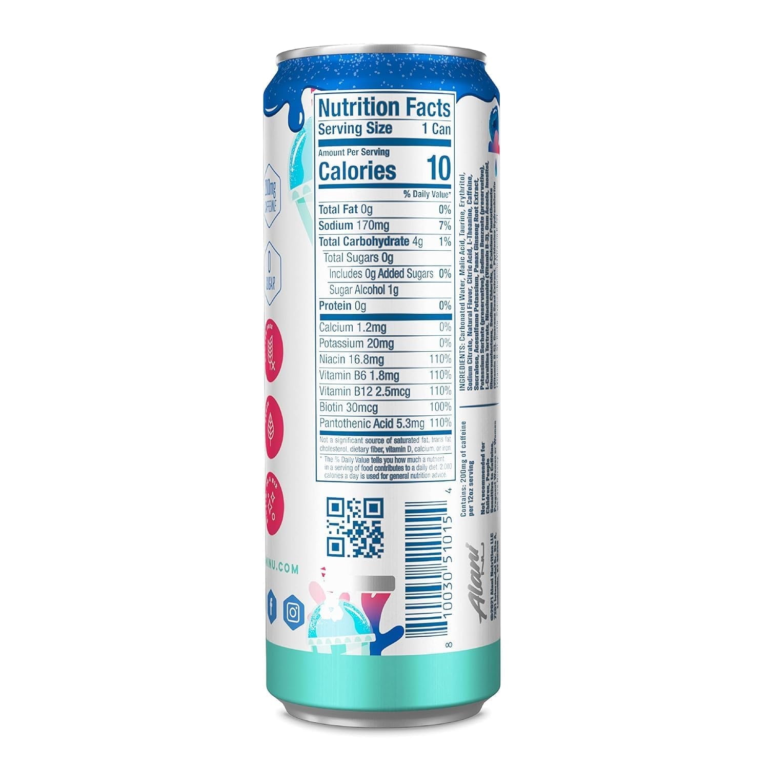 New Alani Energy Drink Variety Pack Pink Slush, Blue Slush, Cherry Slush, Orange Kiss, Winter Wonderland, Dream Float, Sugar-Free, 12 fl oz Low-Calorie Energy Boost Drink (Pack of 6)