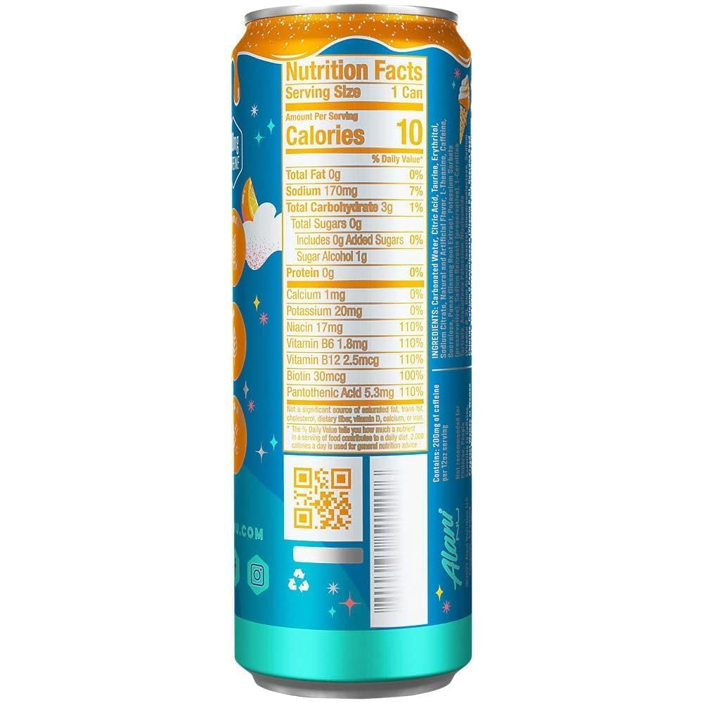 New Alani Energy Drink Variety Pack Pink Slush, Blue Slush, Cherry Slush, Orange Kiss, Winter Wonderland, Dream Float, Sugar-Free, 12 fl oz Low-Calorie Energy Boost Drink (Pack of 6)