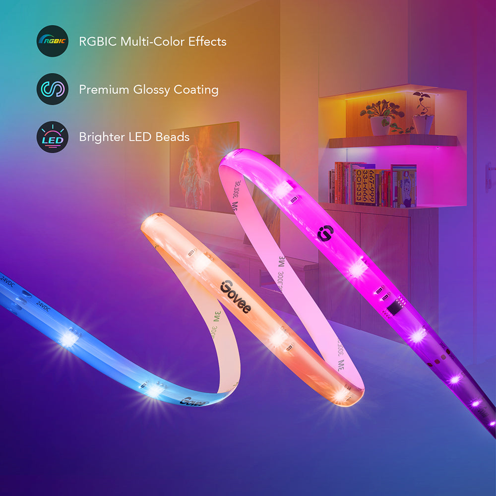 49.2ft Wi-Fi RGBIC Led Strip Light for Bedroom, Living Room, Kitchen Decoration, 16 Million Light Color, Warm White and Cool White 48W with Silicone Coating