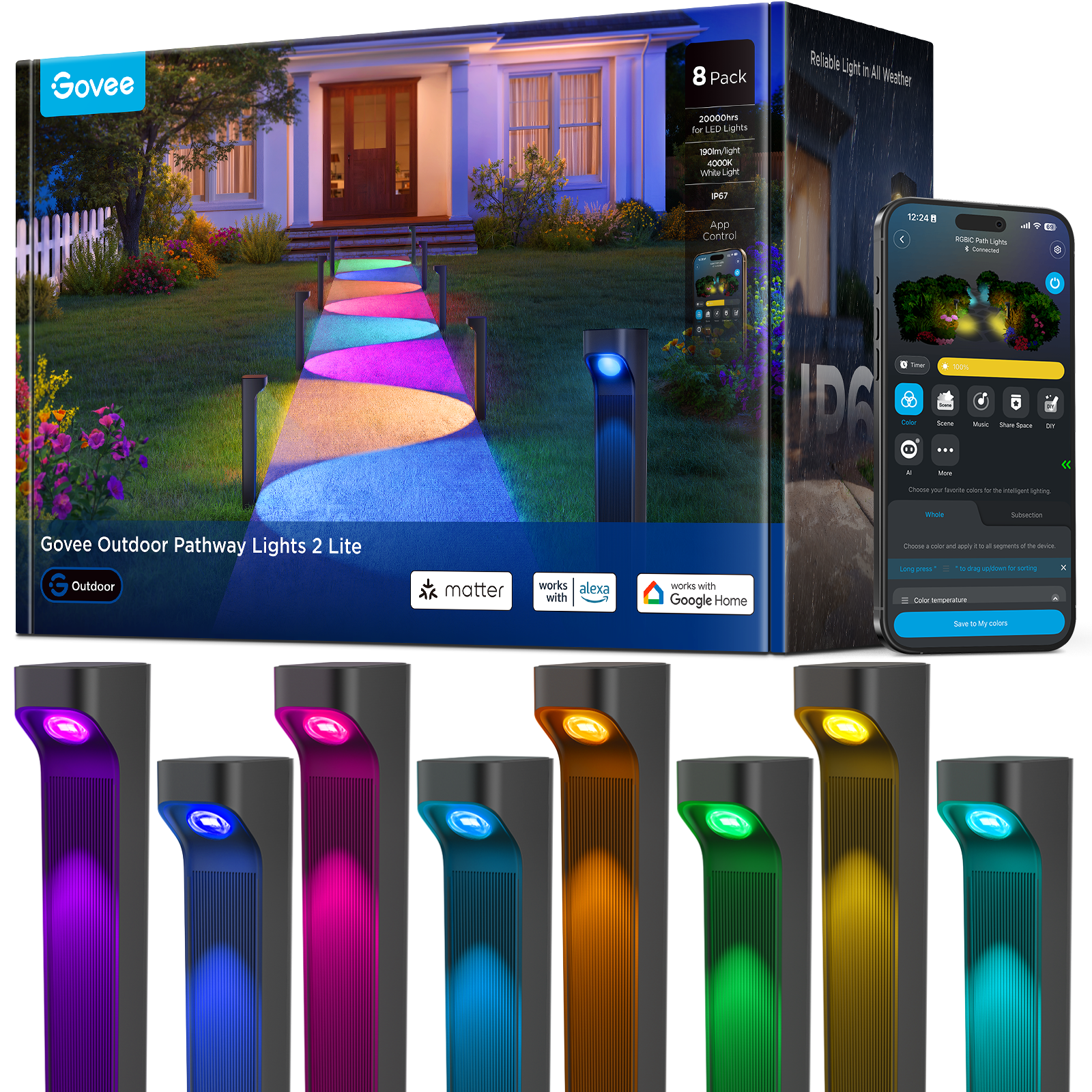 Outdoor Pathway Lights 2 Lite，8pack