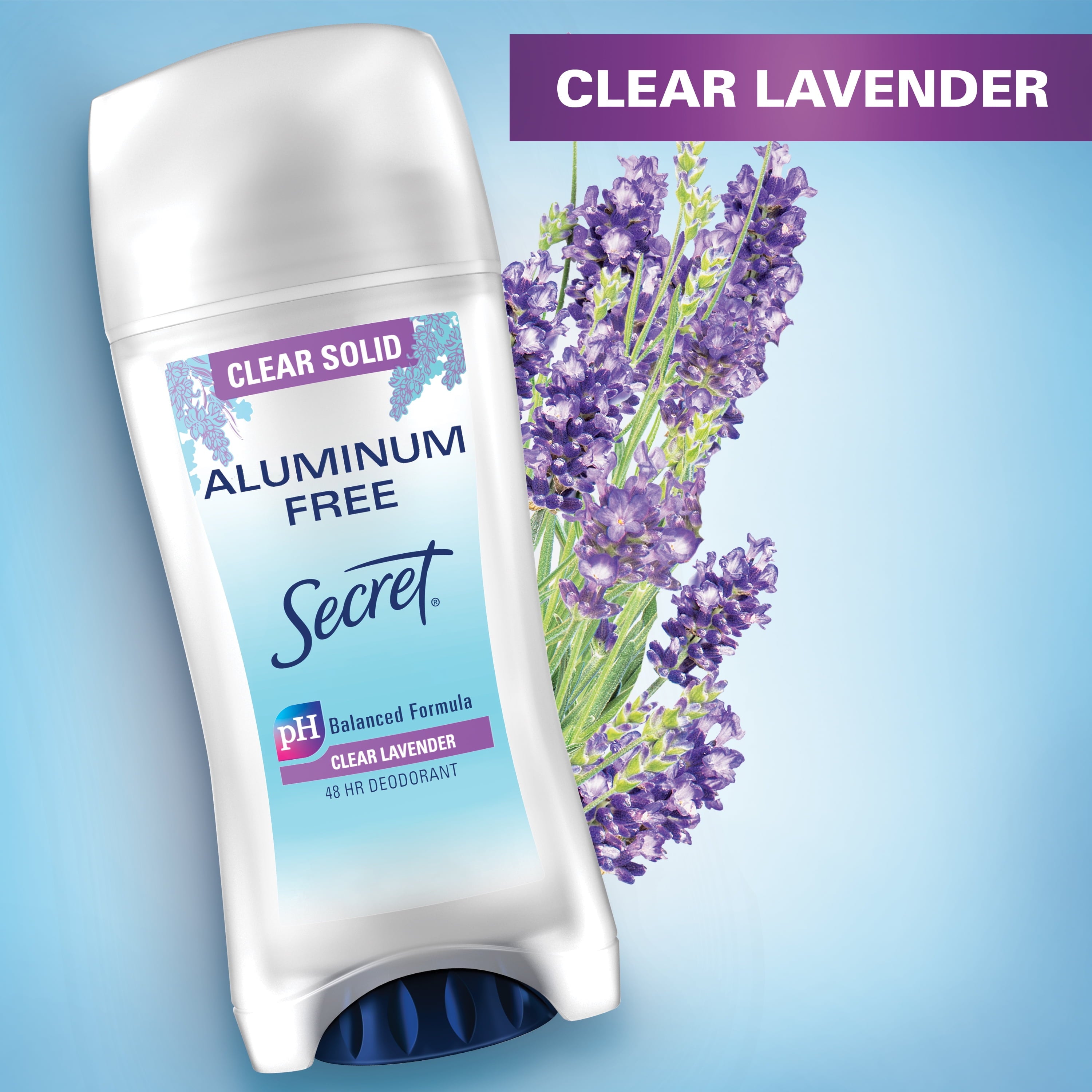 Aluminum Free Deodorant for Women, Clear Solid, Lavender, 2.4 oz