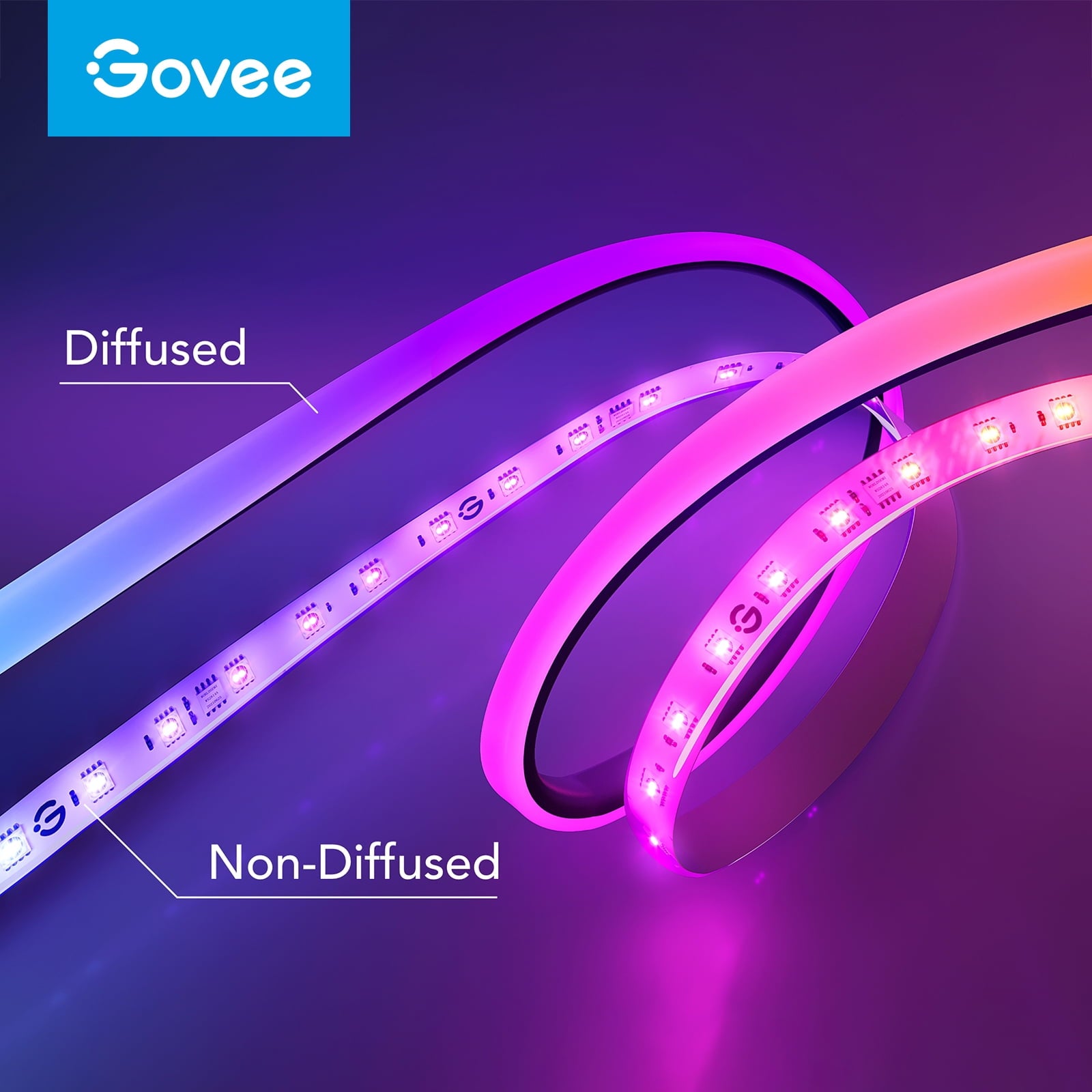 6.56ft RGBIC LED Neon Rope Light, Color-Changing Smart Light Strip for Desk, Gaming Setup, WiFi + Bluetooth Control