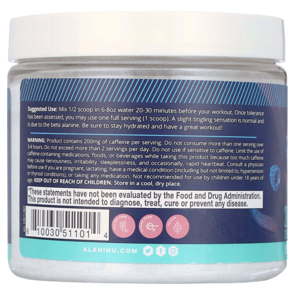 Pre-Workout Powder, Breezeberry, 20 Servings, 200mg Caffeine