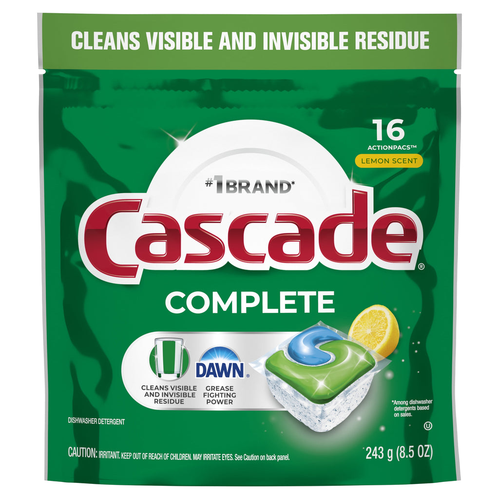 Complete Dishwasher Pods, Dishwasher Detergent, Dish Detergent Soap, Lemon, 16 Count