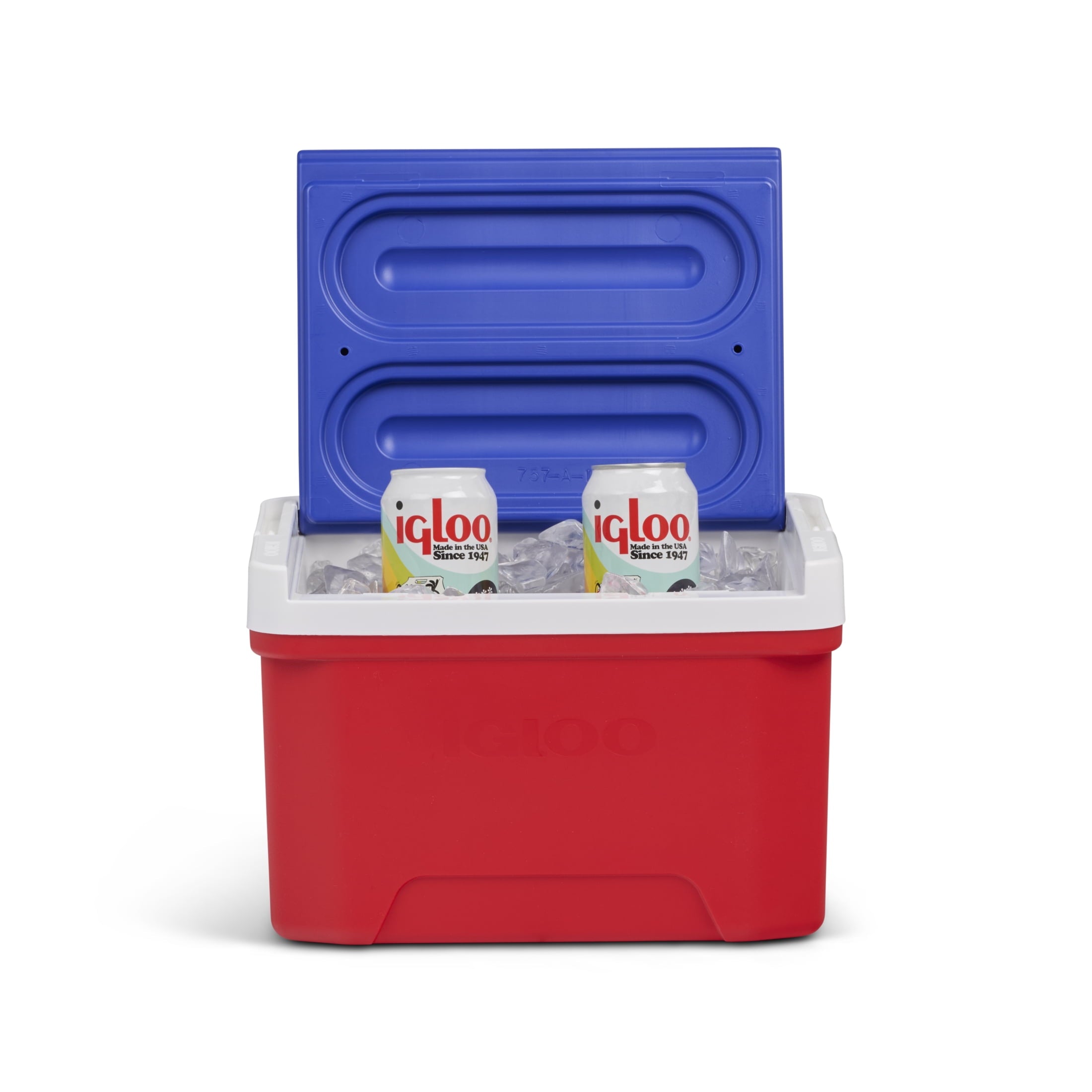 9 QT Laguna Ice Chest Cooler, Blue Red and White