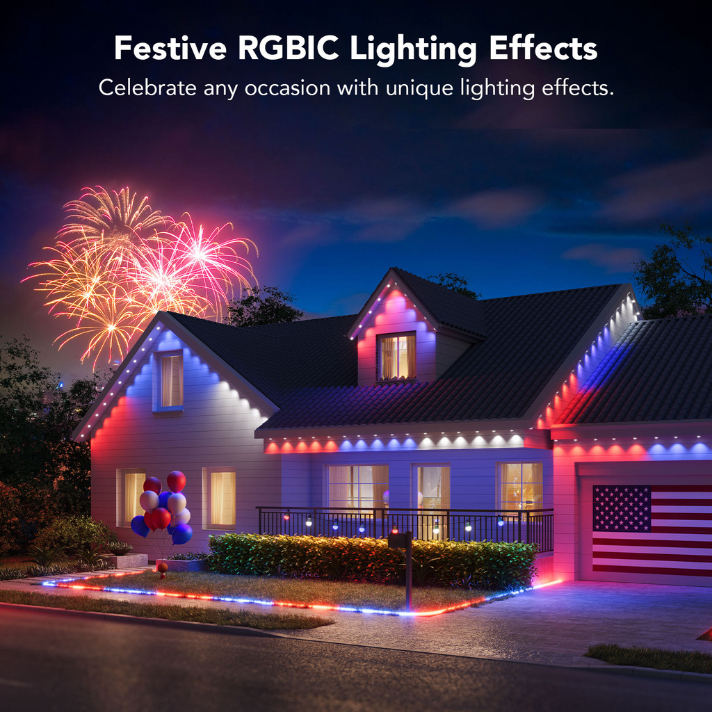 50ft Black Smart Outdoor RGBIC Permanent Outdoor Lights with 36 Lights
