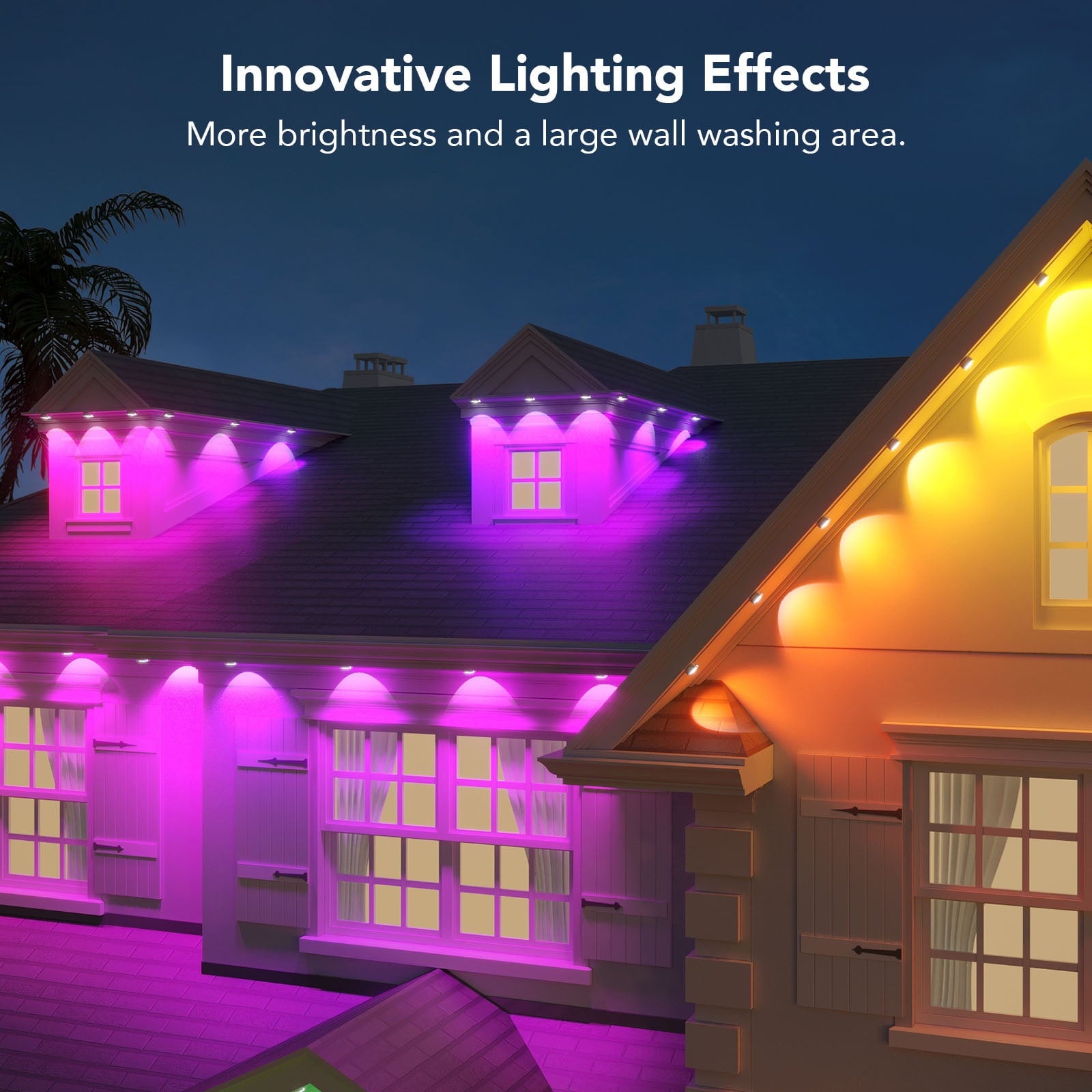 50ft Black Smart Outdoor RGBIC Permanent Outdoor Lights with 36 Lights