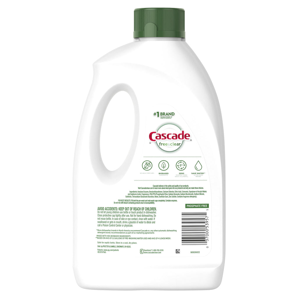 Free &amp; Clear Dishwasher Detergent, Lemon Essence, 60 fl oz