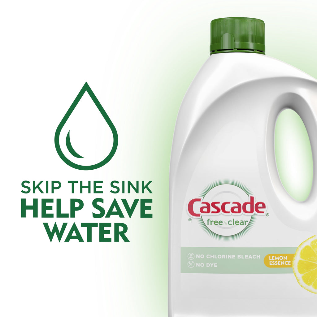 Free &amp; Clear Dishwasher Detergent, Lemon Essence, 60 fl oz