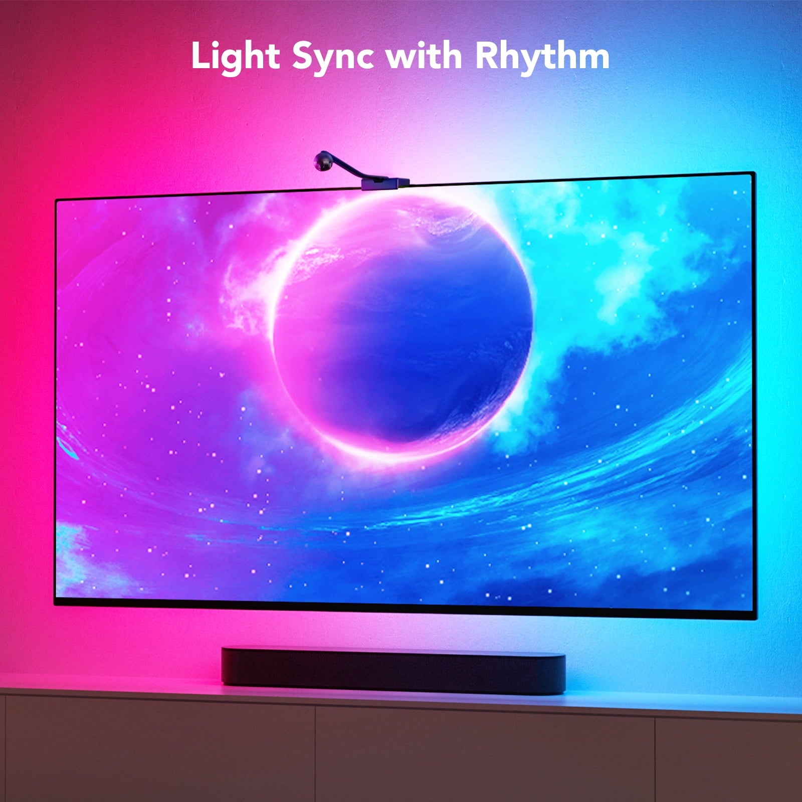 RGBIC TV Backlights For Living Room,1080p intelligent camera,Dynamic Light Effects,Music Scene,Smart Control