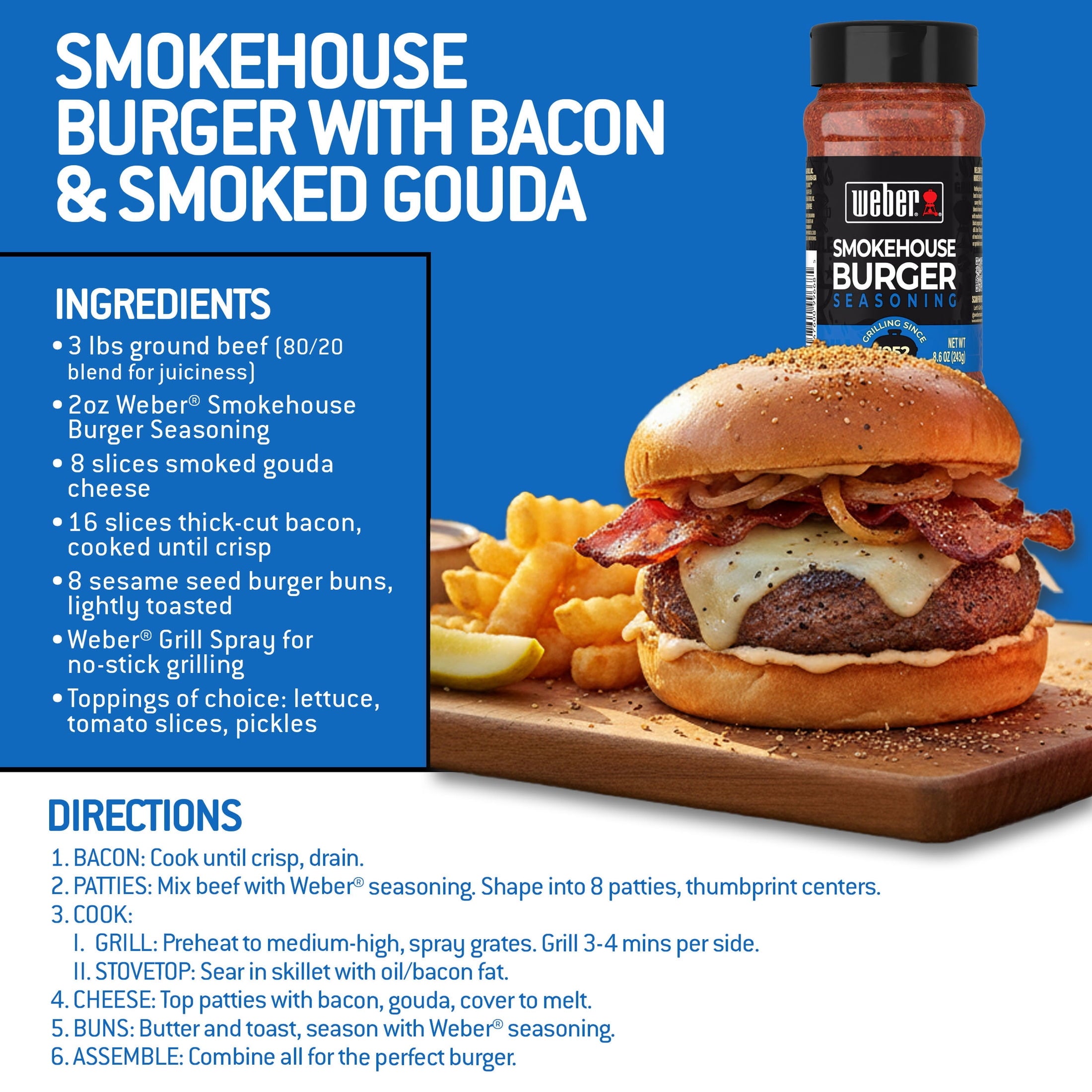 Smokehouse Burger Seasoning, Smoky Burger Seasoning Blend, 8.6 oz