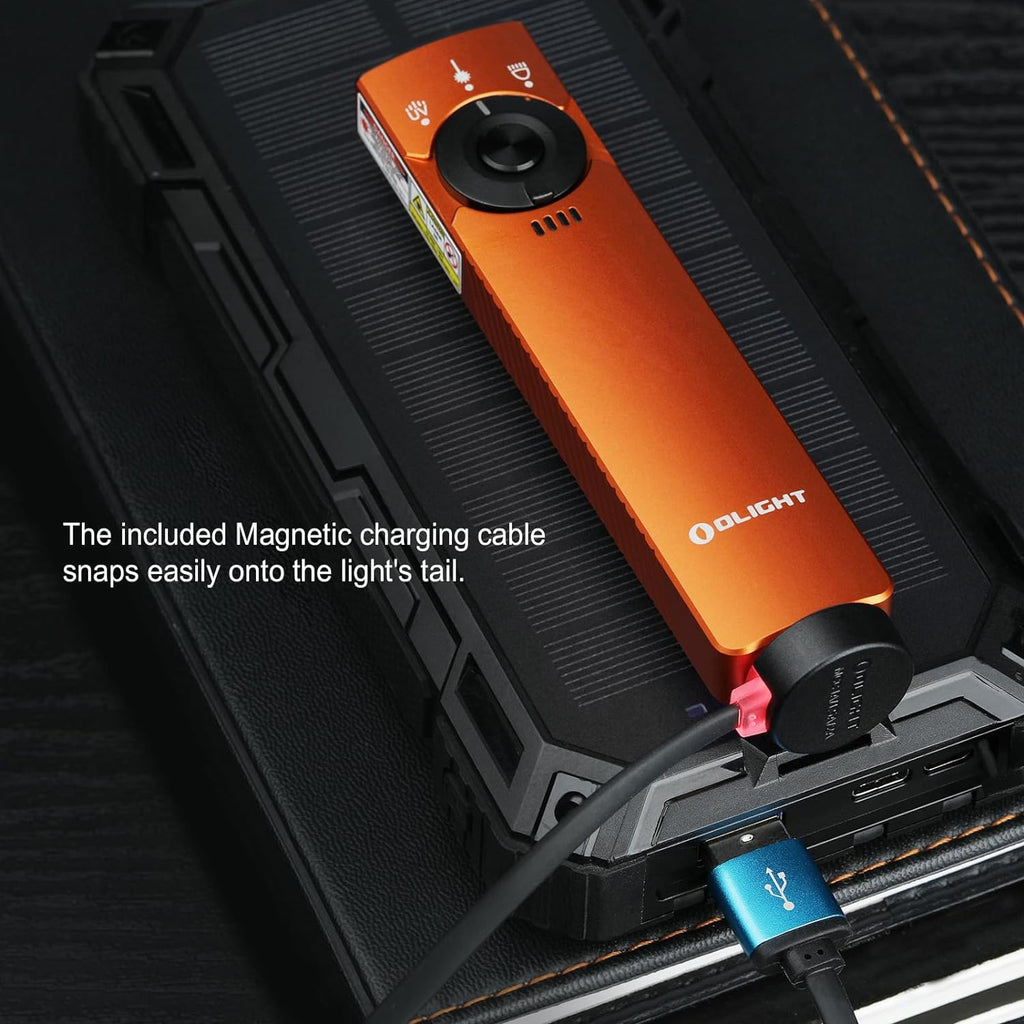 Arkfeld Pro Flat Rechargeable EDC Flashlight with 1300 Lumens LED Light UV and Laser(Red CW 5700K-6700K)