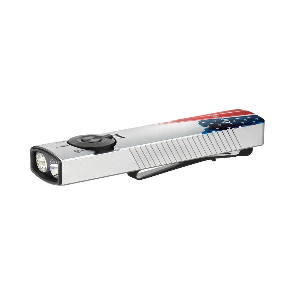 Arkfeld Pro Flat Rechargeable EDC Flashlight with 1300 Lumens LED Light UV and Laser(Red CW 5700K-6700K)