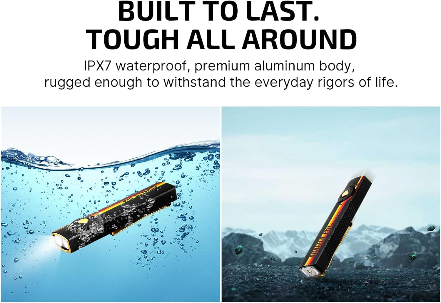 Arkfeld Pro Flat Rechargeable EDC Flashlight with 1300 Lumens LED Light UV and Laser(Red CW 5700K-6700K)