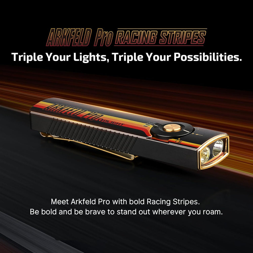 Arkfeld Pro Flat Rechargeable EDC Flashlight with 1300 Lumens LED Light UV and Laser(Red CW 5700K-6700K)