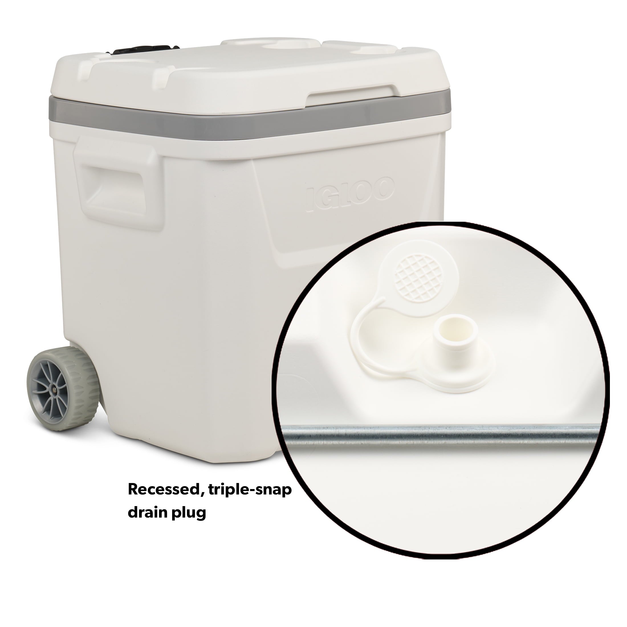 60 QT Marine Ice Chest Cooler with Wheels, White