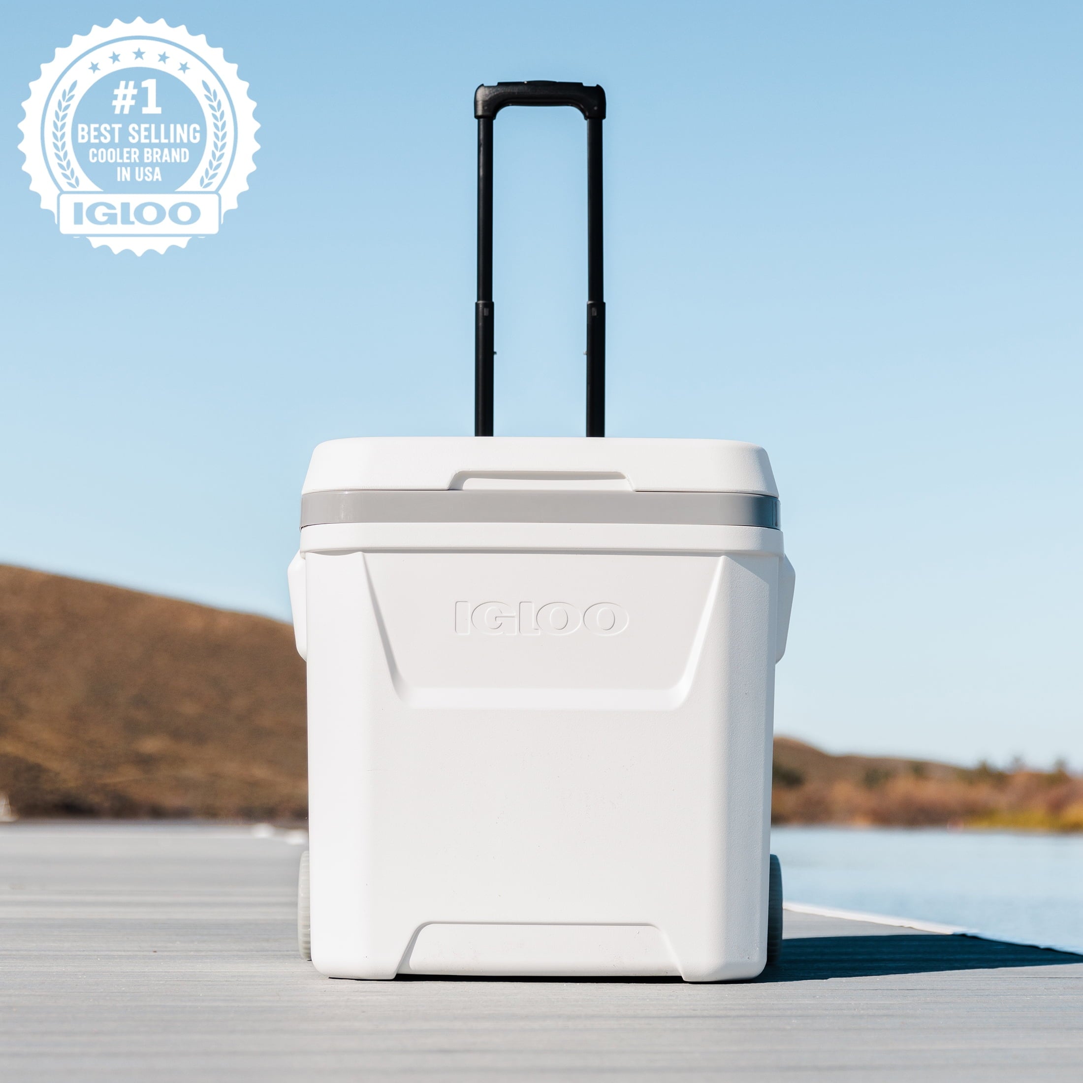 60 QT Marine Ice Chest Cooler with Wheels, White
