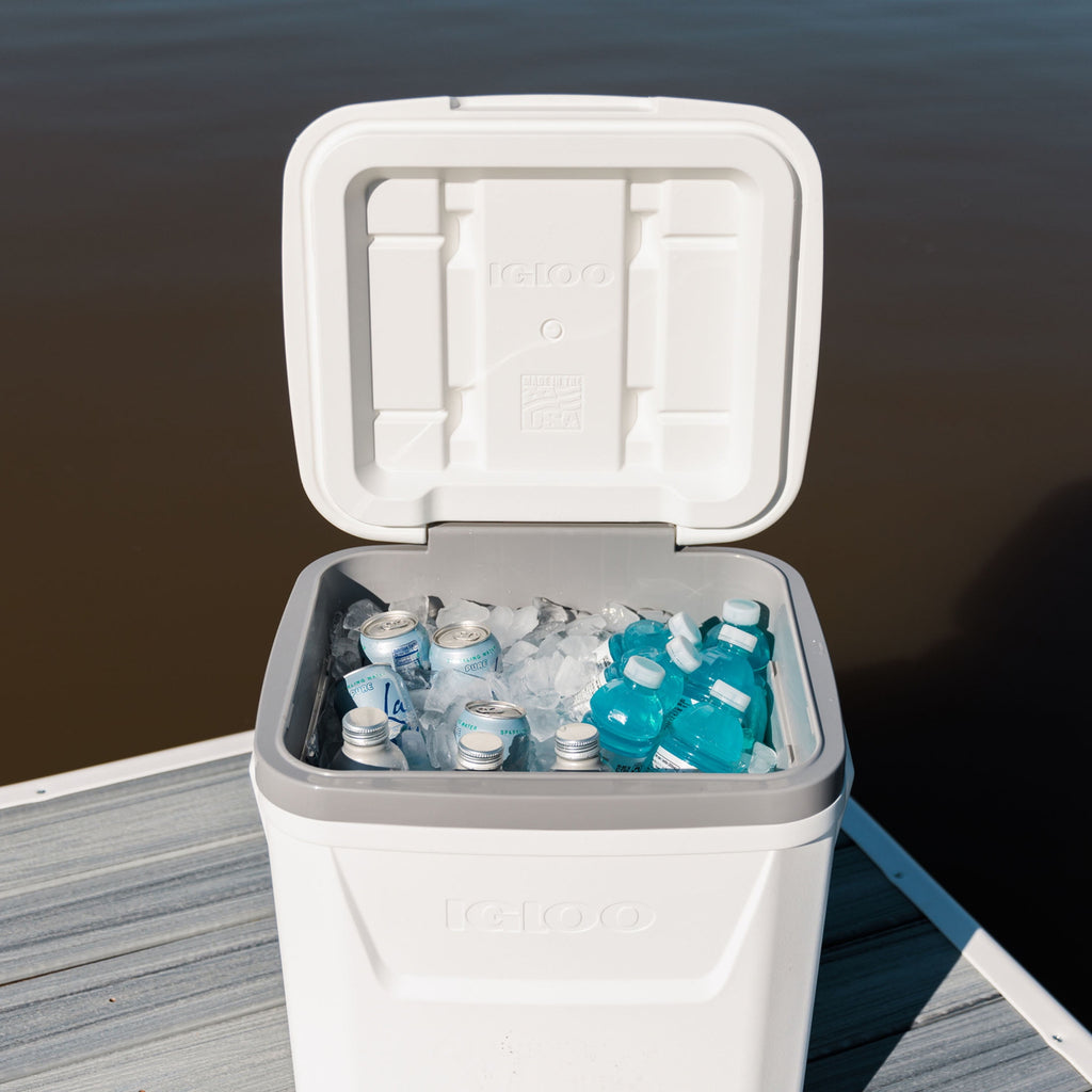 60 QT Marine Ice Chest Cooler with Wheels, White