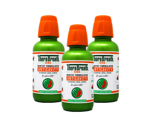 3 Pack - TheraBreath Kids Mouthwash with Fluoride, Organic Wacky Watermelon, Anticavity, 10 fl oz