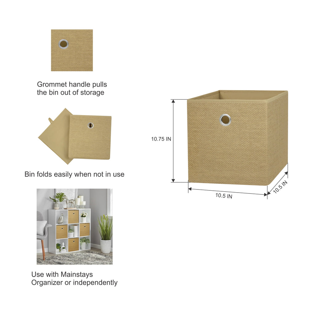 Collapsible Fabric Cube Storage Bins (10.5" x 10.5"), Blue Cove, 4 Pack