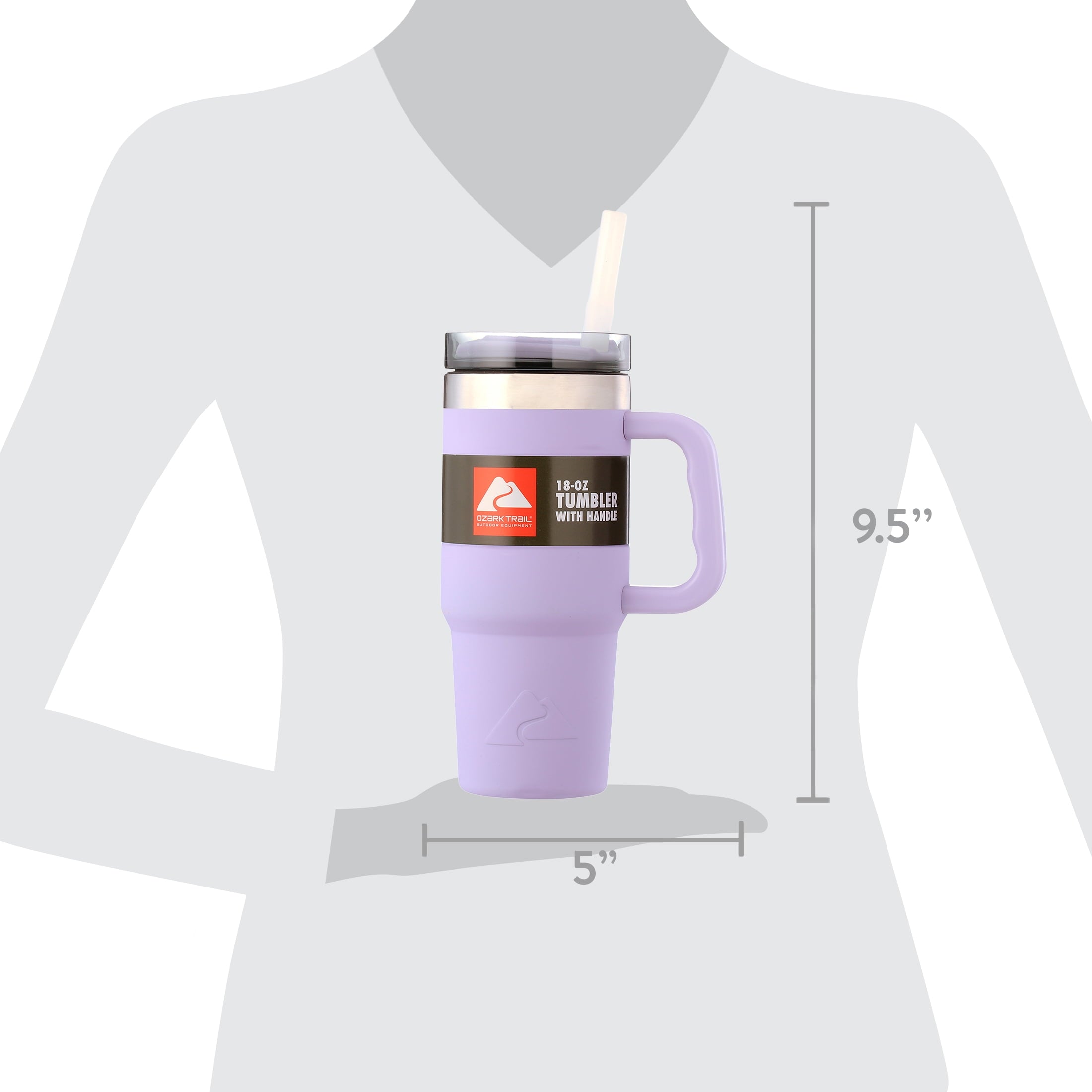 Ozark Trail 18 oz Stainless Steel Insulated Tumbler with Handle, Black