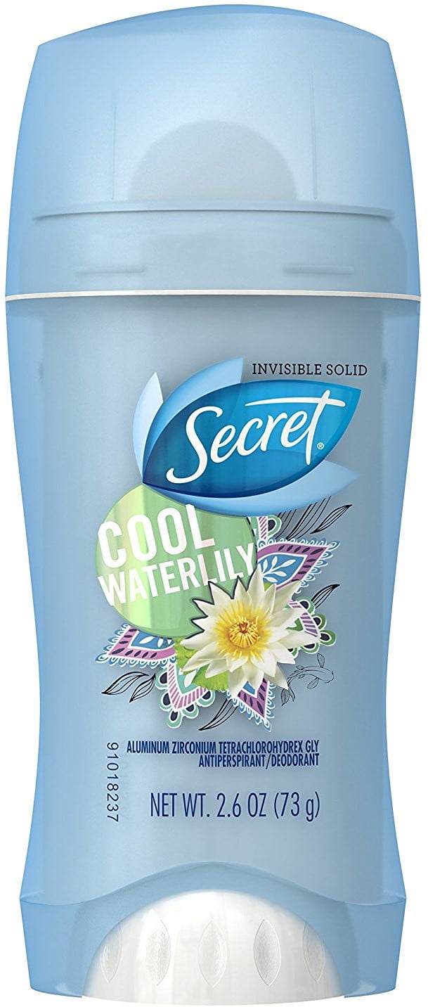 3 Pack - Secret Antiperspirant &amp; Deodorant Invisible Solid Cool Waterlily, 72HR Breathable Sweat &amp; Odor Protection, 2.6 OZ