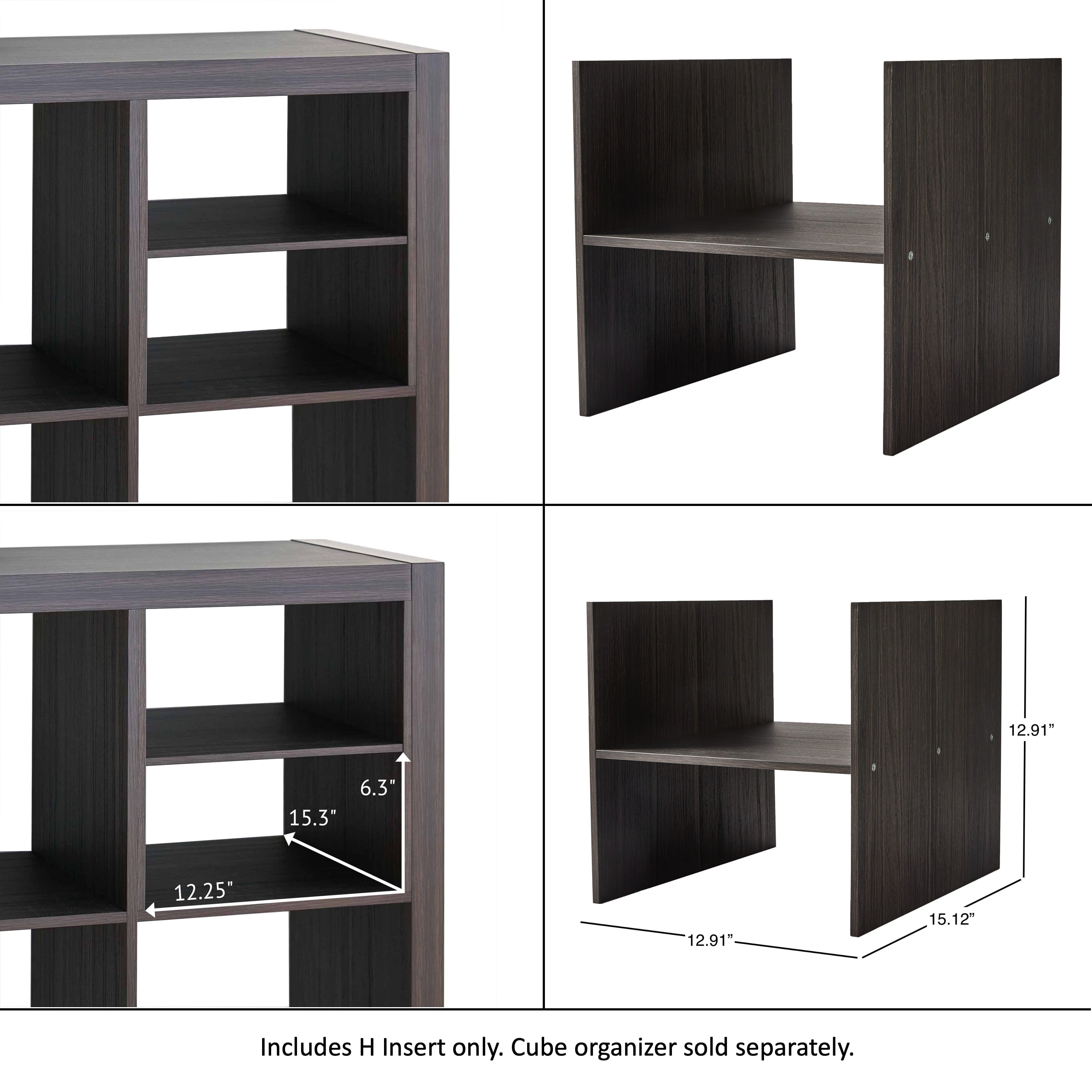 Better Homes &amp; Gardens H Shelf Insert for Cube Organizers, Tobacco Oak