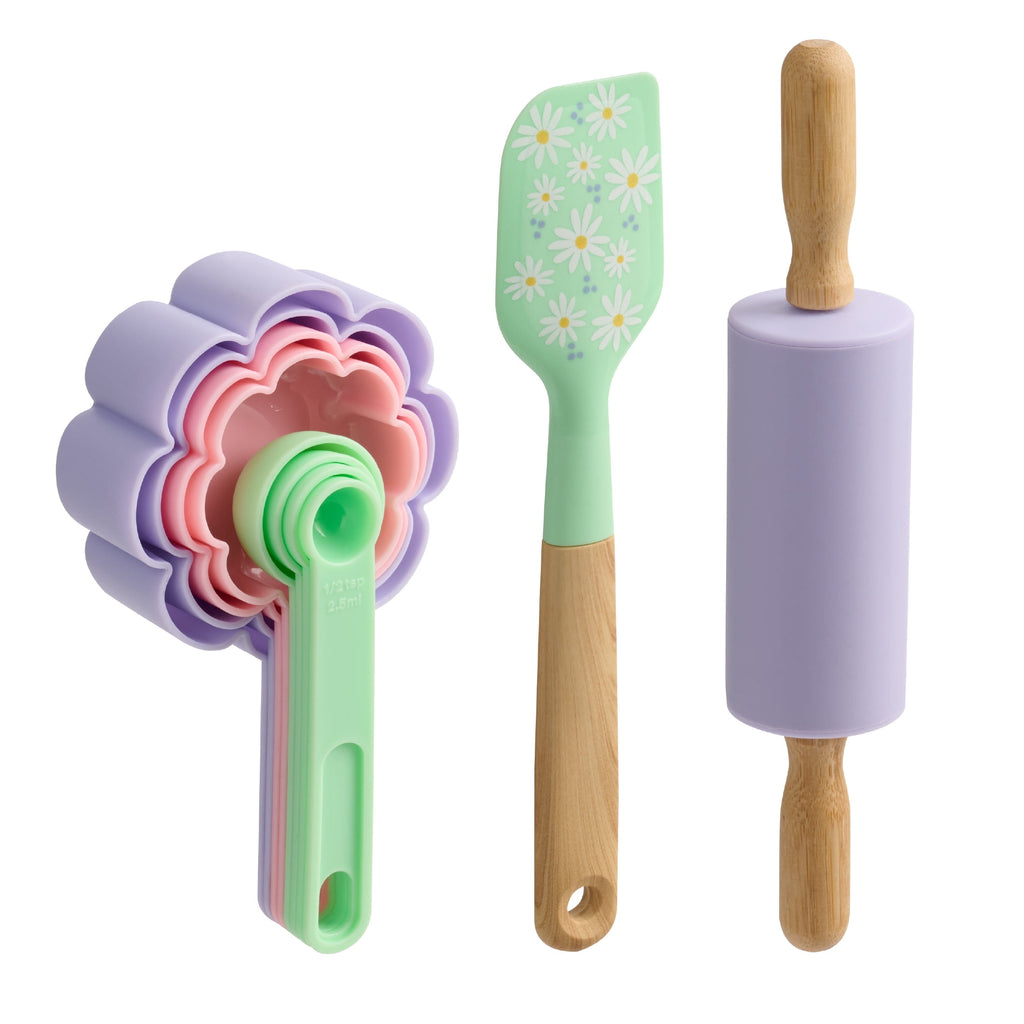 Way To Celebrate 10-Piece Baking Tool Set, Green, Pink, and Purple