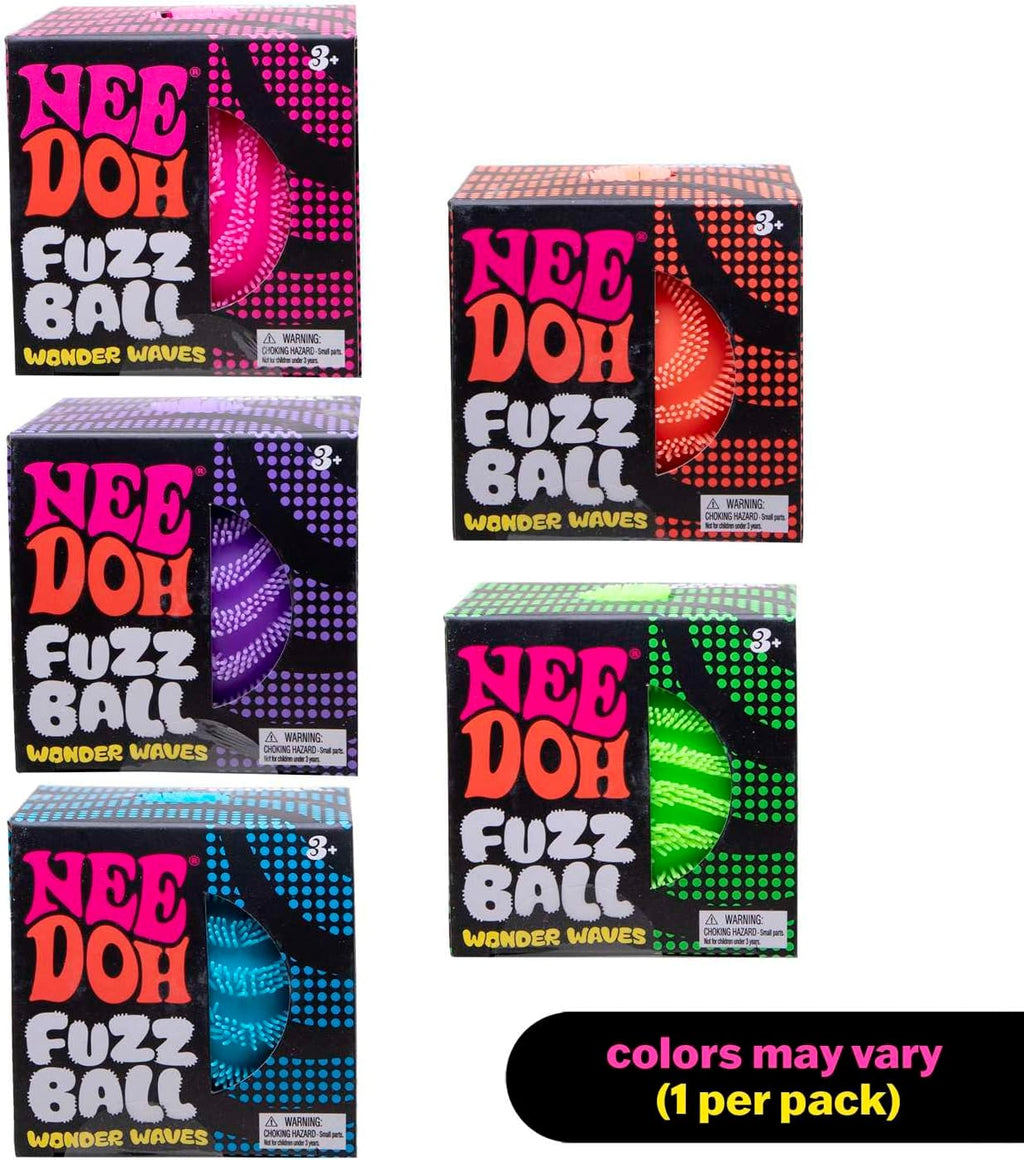 Schylling NeeDoh Fuzz Ball - Sensory Toy with a Velvet Texture and Soft Cloud Squish - Wavy Pattern You Can See and Feel - Ages 3 and Up - Color May Vary; One Per Pack (Wonder Waves)