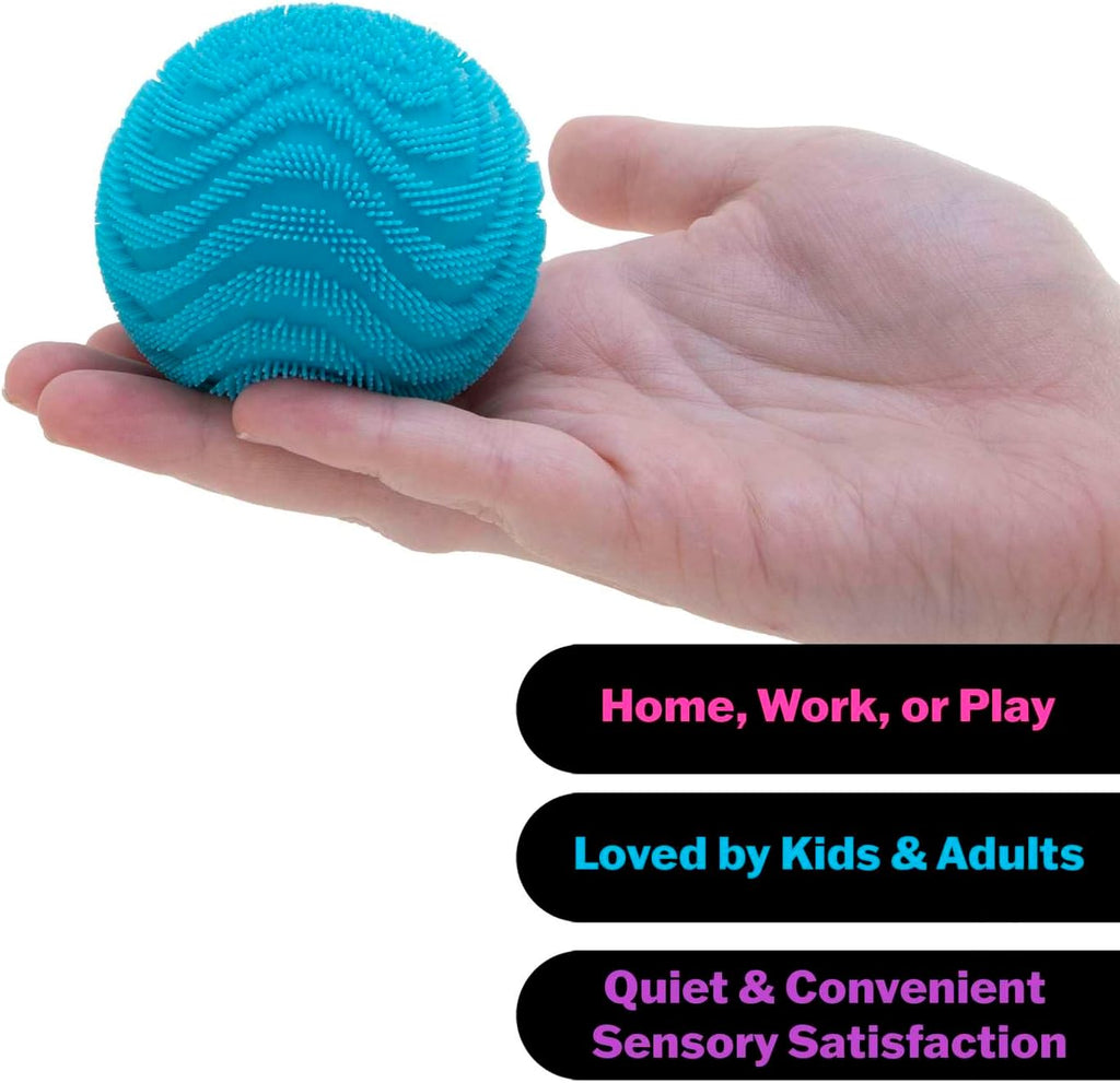 Schylling NeeDoh Fuzz Ball - Sensory Toy with a Velvet Texture and Soft Cloud Squish - Wavy Pattern You Can See and Feel - Ages 3 and Up - Color May Vary; One Per Pack (Wonder Waves)