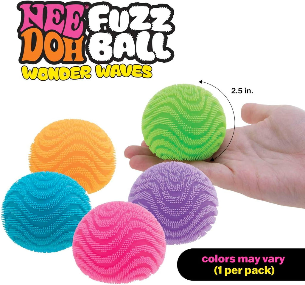 Schylling NeeDoh Fuzz Ball - Sensory Toy with a Velvet Texture and Soft Cloud Squish - Wavy Pattern You Can See and Feel - Ages 3 and Up - Color May Vary; One Per Pack (Wonder Waves)