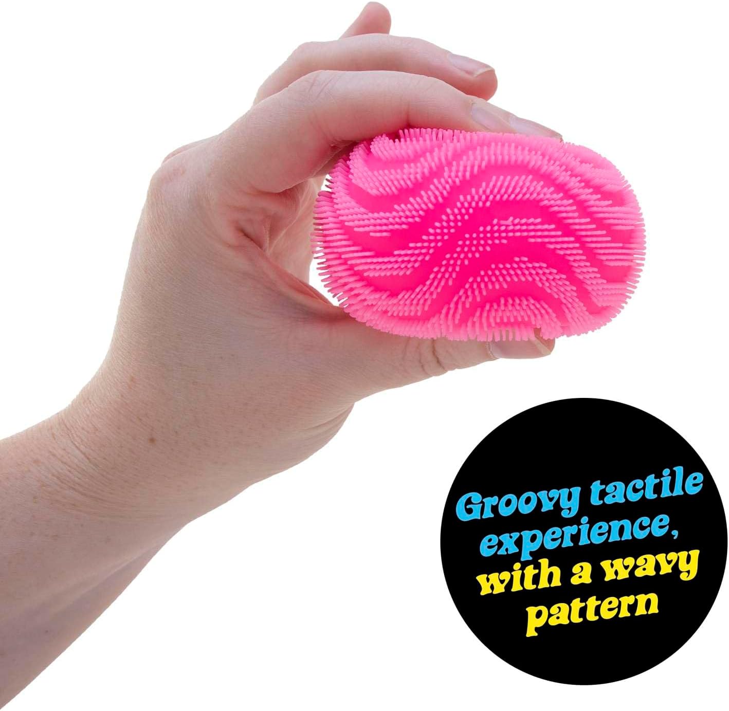 Schylling NeeDoh Fuzz Ball - Sensory Toy with a Velvet Texture and Soft Cloud Squish - Wavy Pattern You Can See and Feel - Ages 3 and Up - Color May Vary; One Per Pack (Wonder Waves)