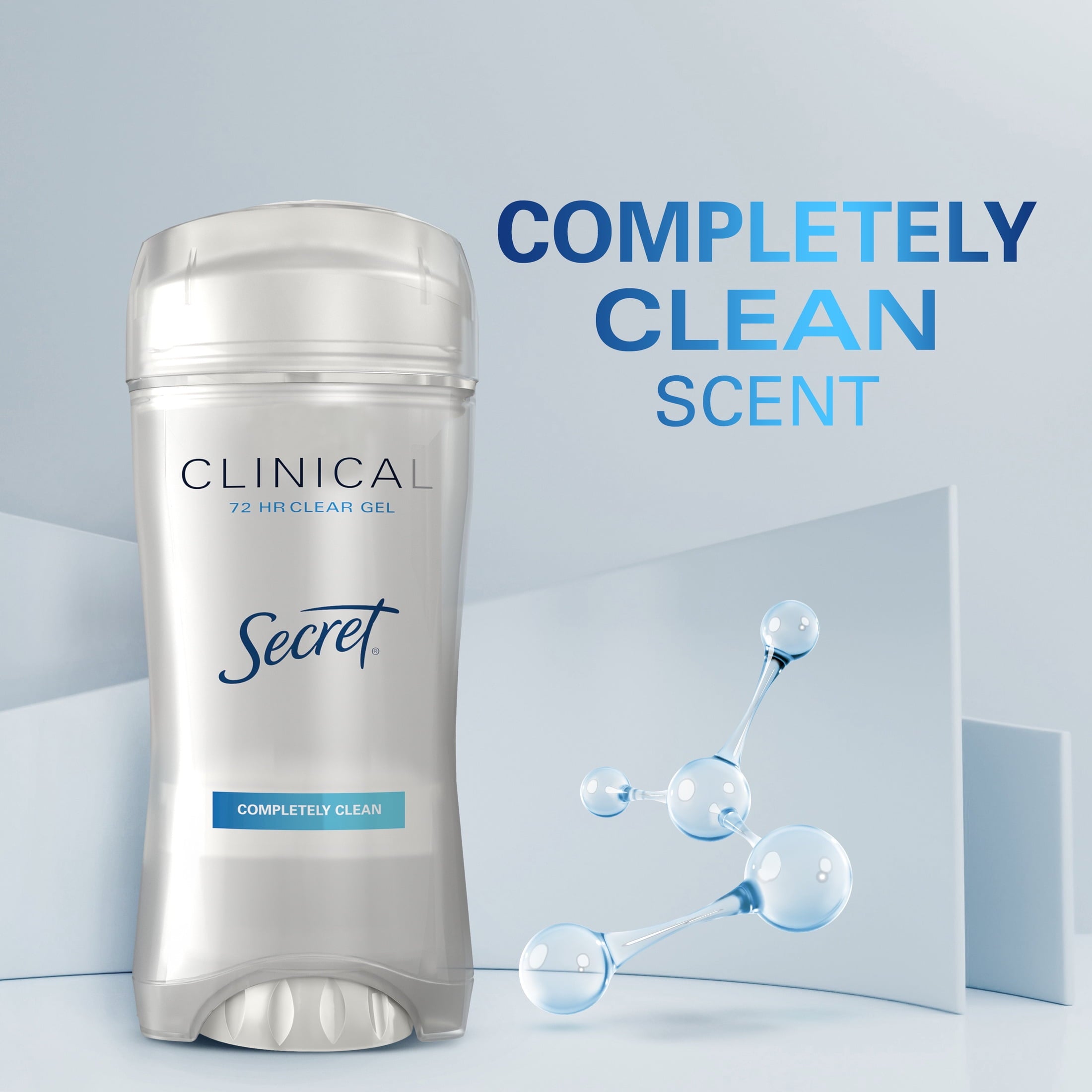 Secret Clinical Strength Clear Gel Antiperspirant and Deodorant for Women, Completely Clean, 2.6 oz Pack of 3