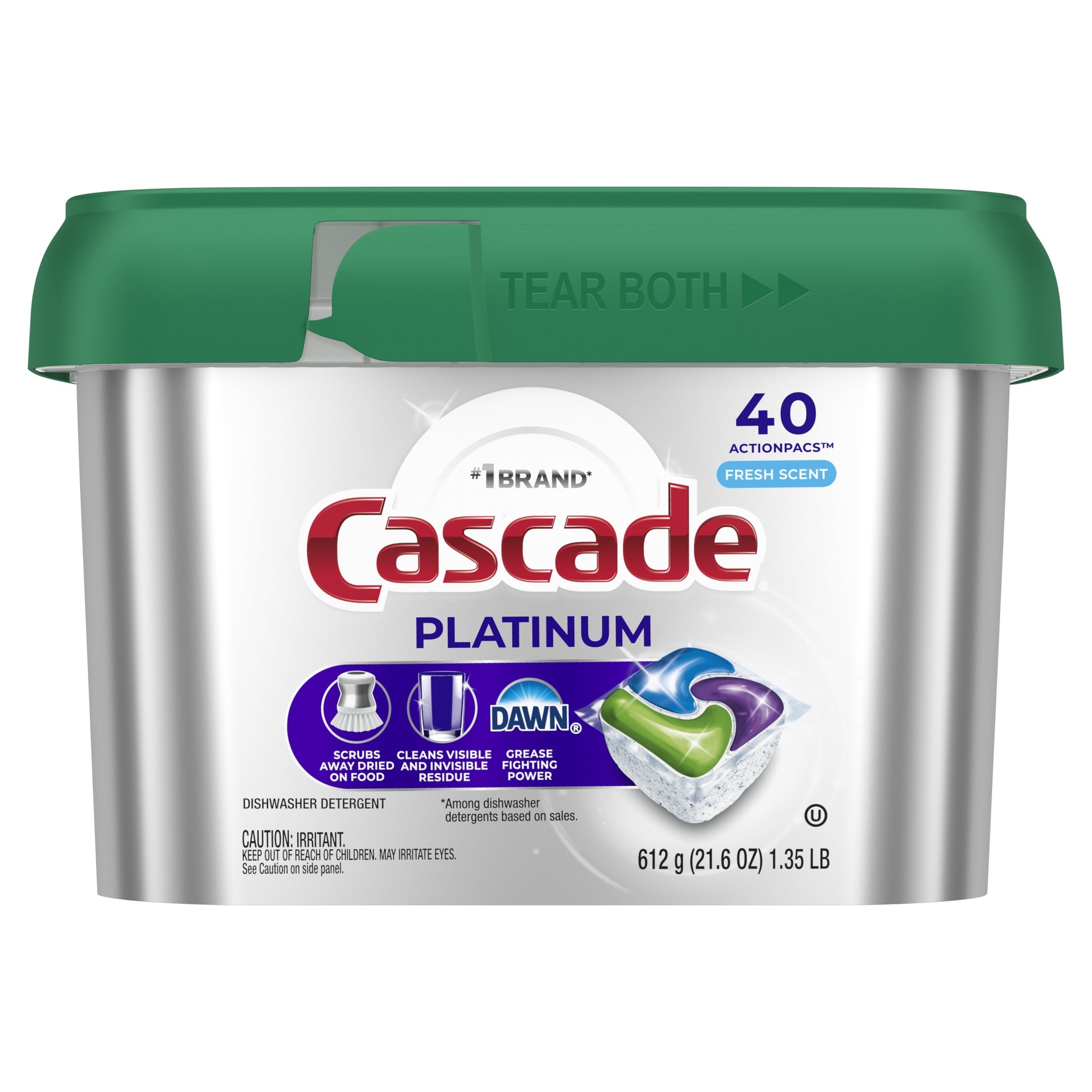 Platinum Dishwasher Pods, Dishwasher Detergent, Dish Detergent Soap, Fresh, 40 Count