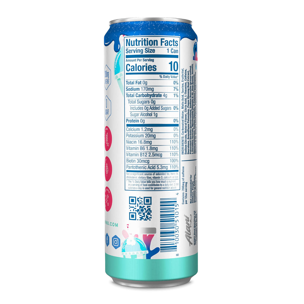 Sugar-Free Energy Drink, Pre-Workout Performance, Blue Slush, 12 oz Cans (Pack of 12)