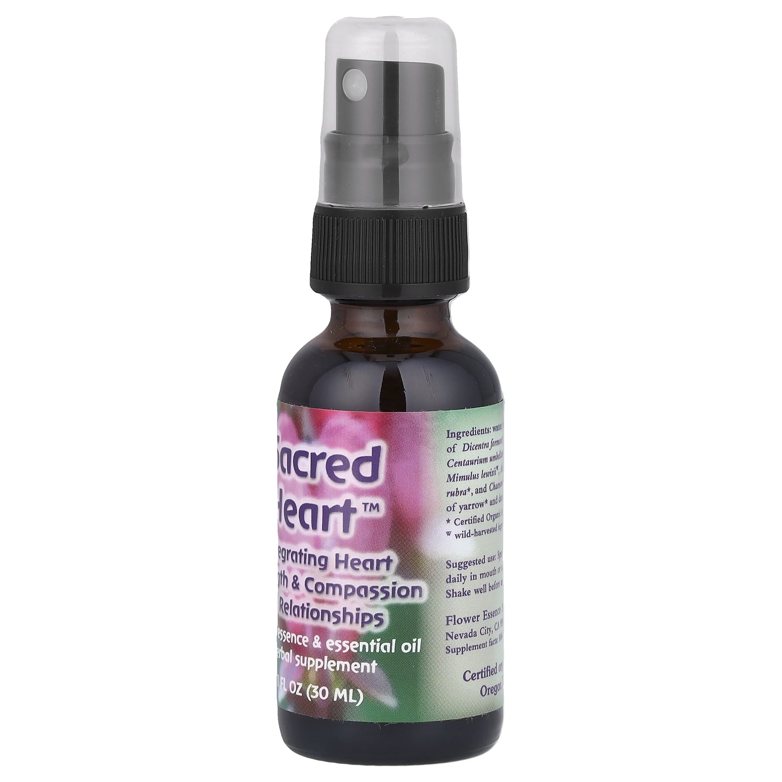 Flower Essence Services Sacred Heart, Flower Essence &amp; Essential Oil, 1 fl oz (30 ml)