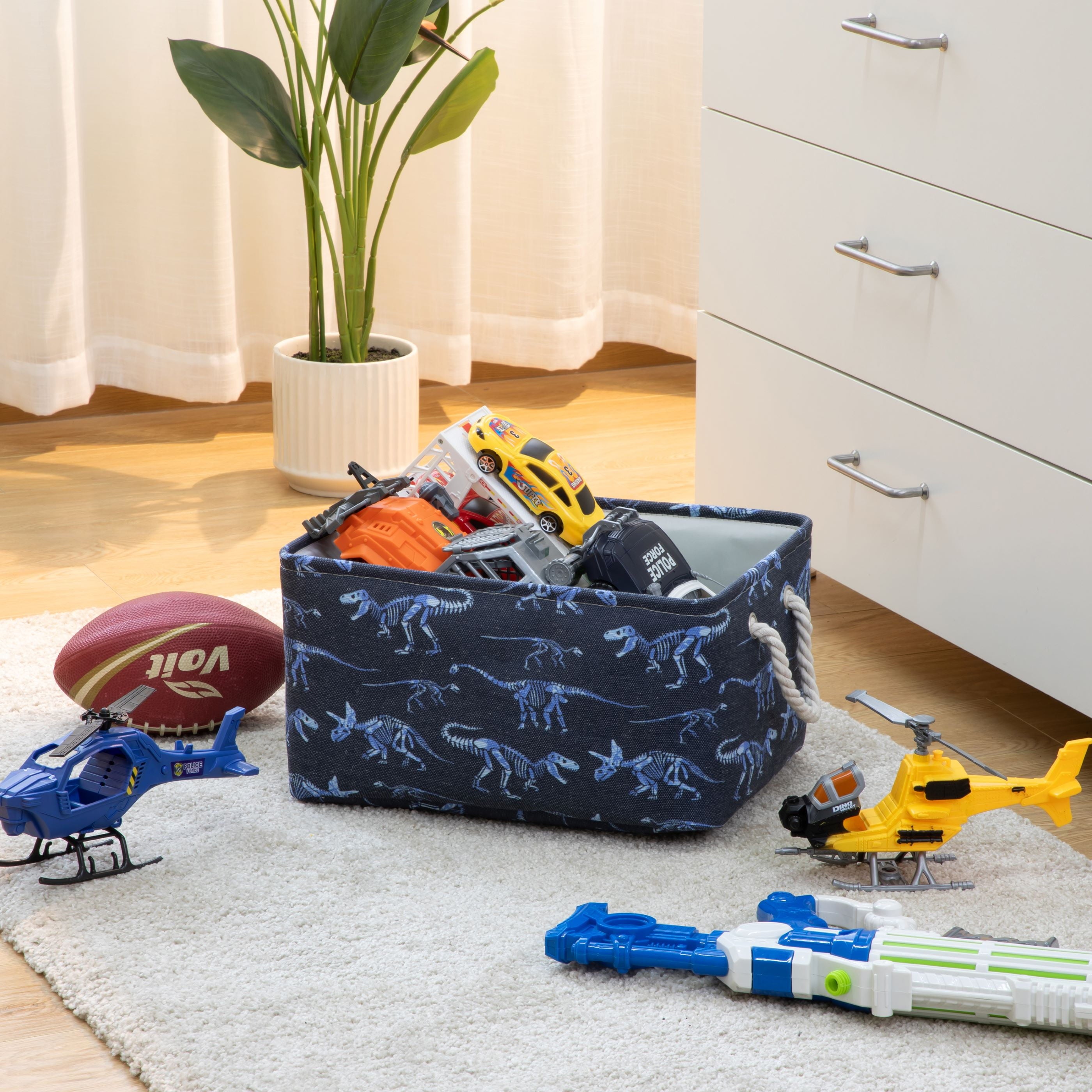 Kids Butterfly Canvas Storage Basket with Handles, 15 in x 11 in x 7.8 in