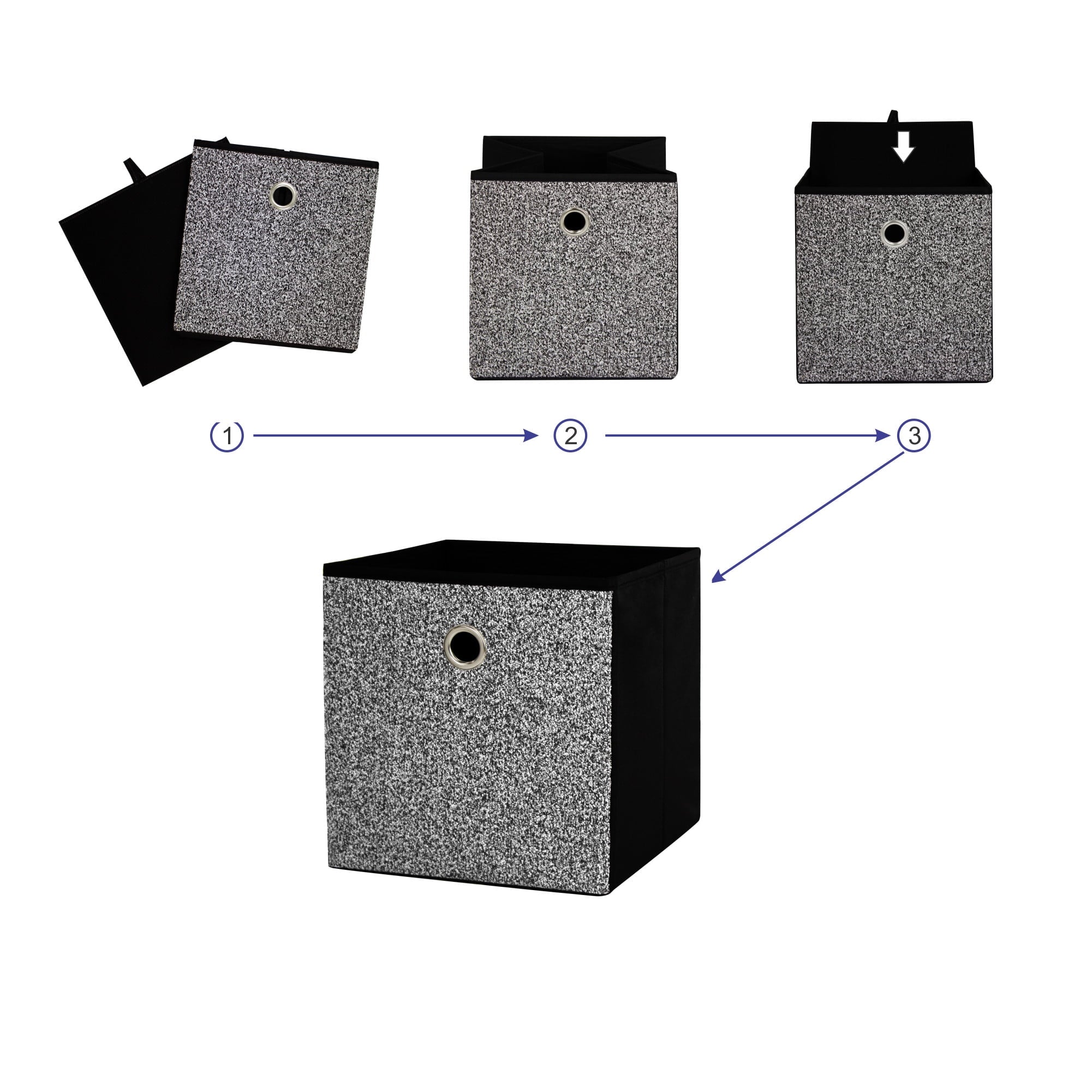 Collapsible Fabric Cube Storage Bin, Rich Black
