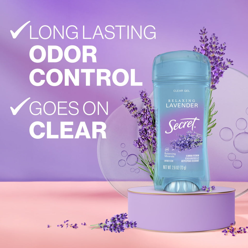 Clear Gel and Deodorant for Women, Refreshing Lavender, 3.4 oz