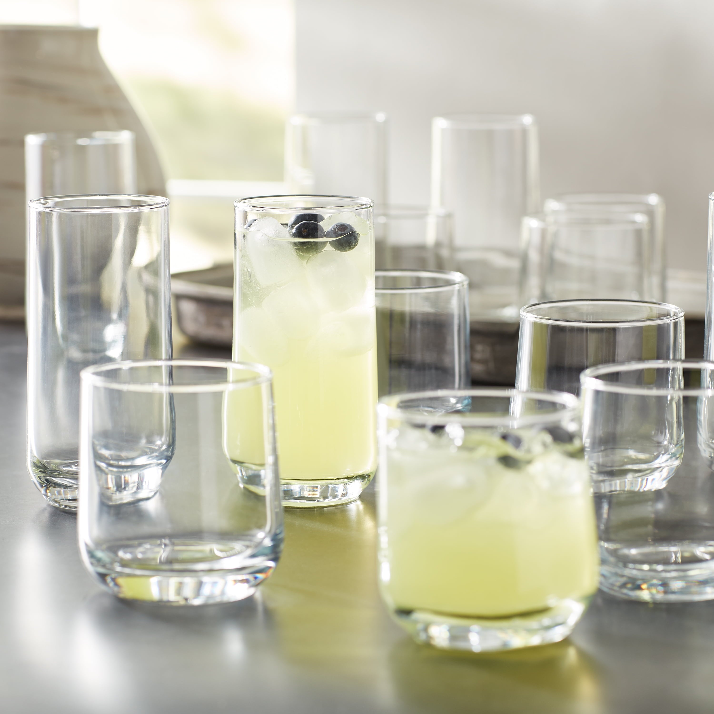 Better Homes &amp; Gardens Josie Glass Drinkware, Set of 16