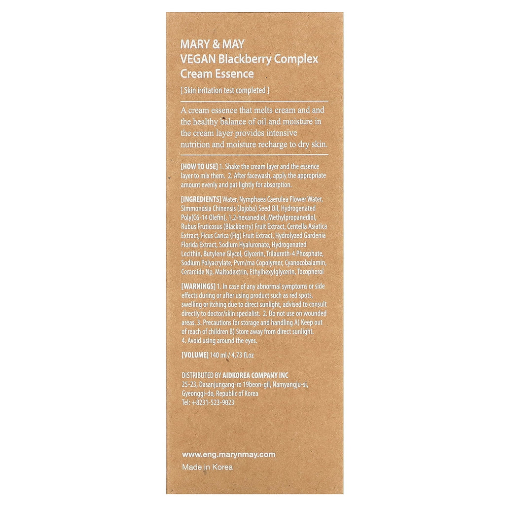 Mary &amp; May Blackberry Complex Cream Essence, 4.73 fl oz (140 ml)