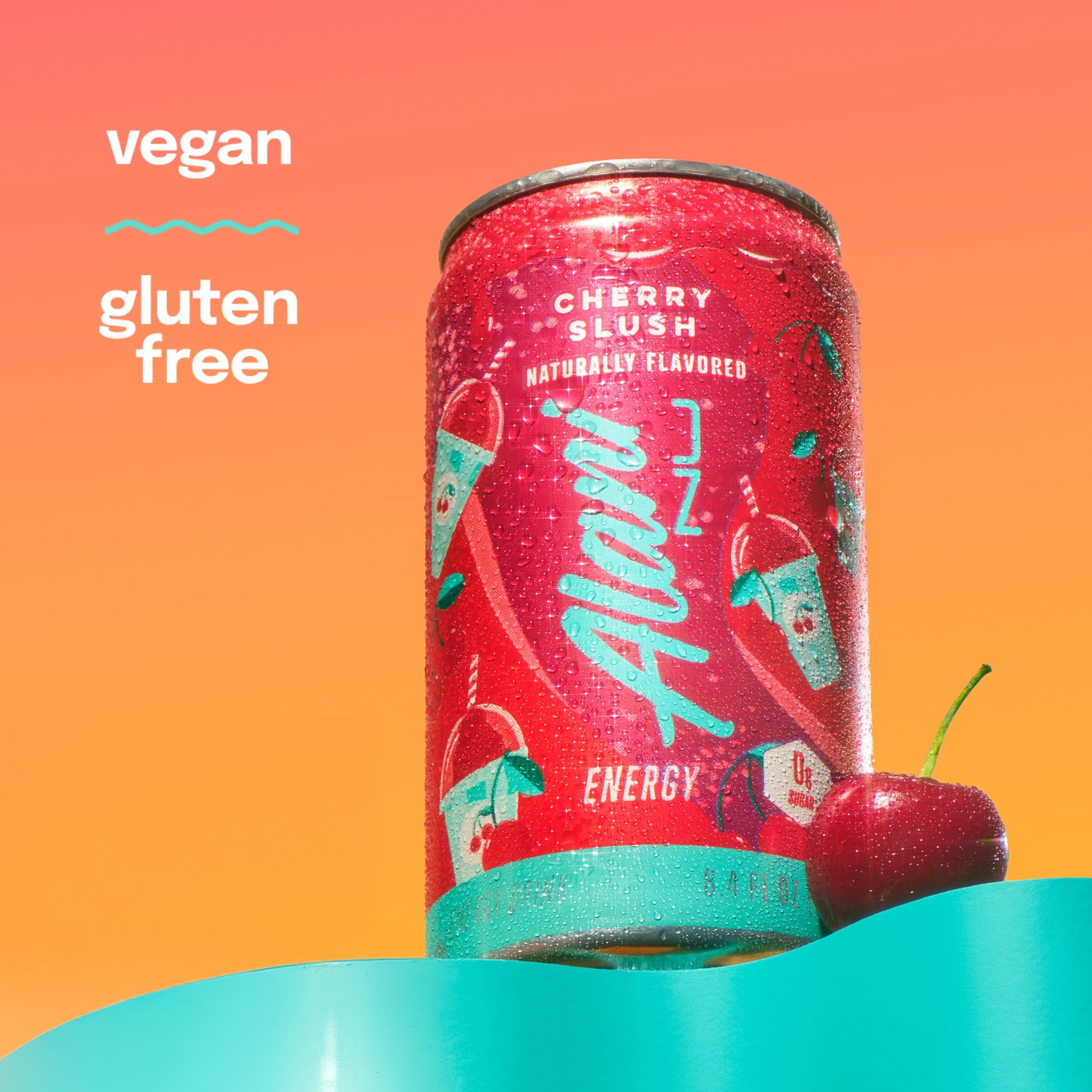 Sugar Free Energy Drink Mini, Cherry Slush, 8.4 fl oz, 4 Pack, Cans, 100mg Caffeine